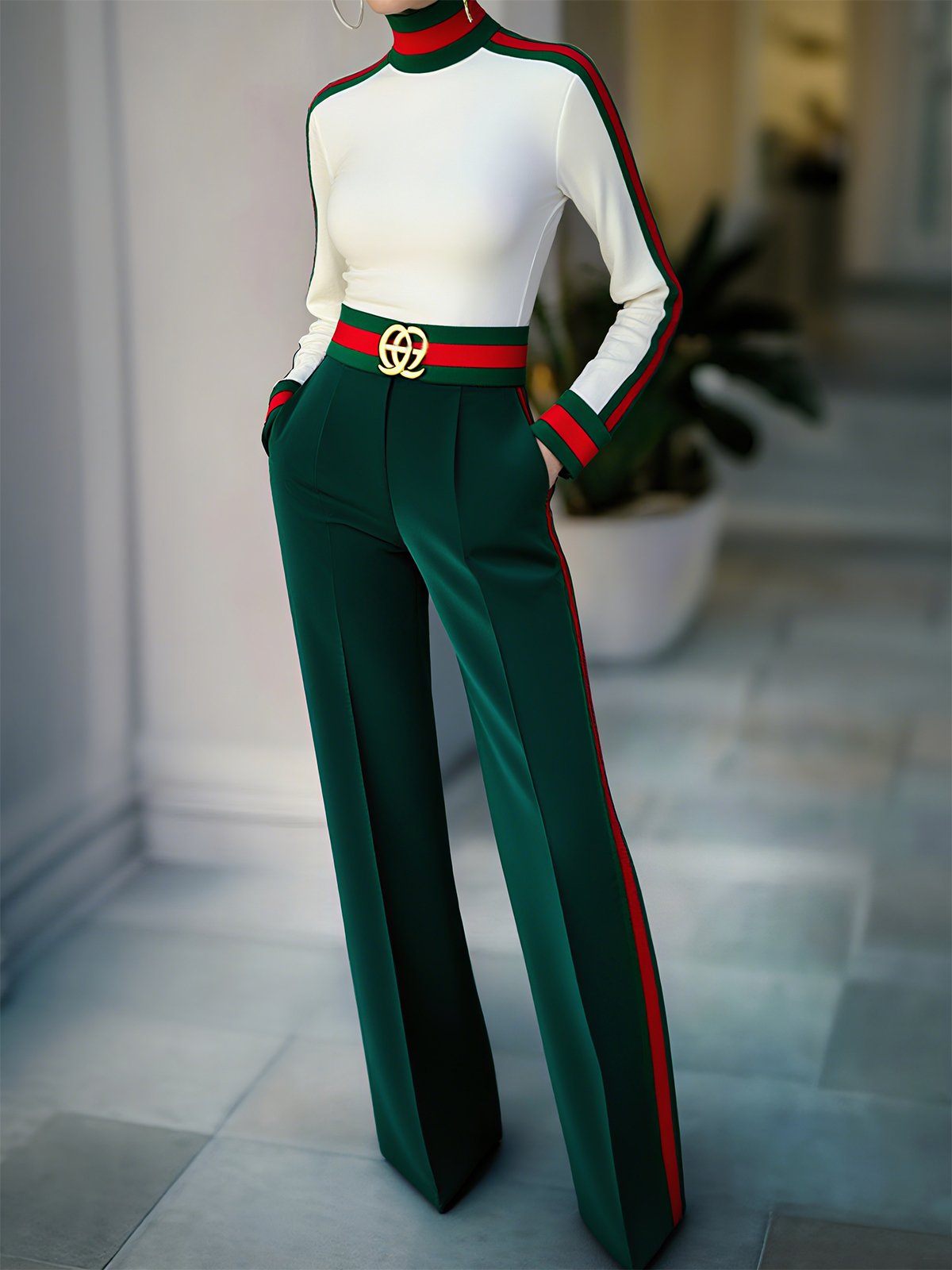 Urban Color Block Straight Pants