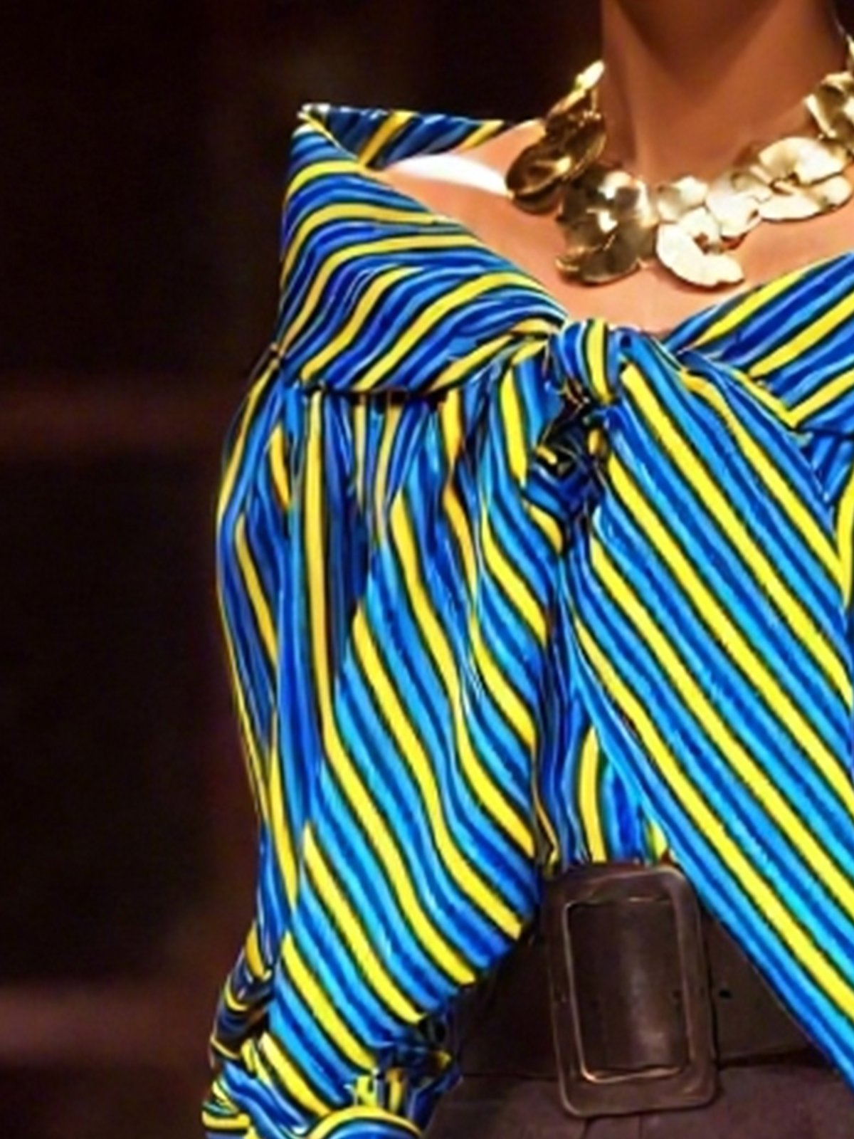 Elegant Striped Bow Off The Shoulder Blouse