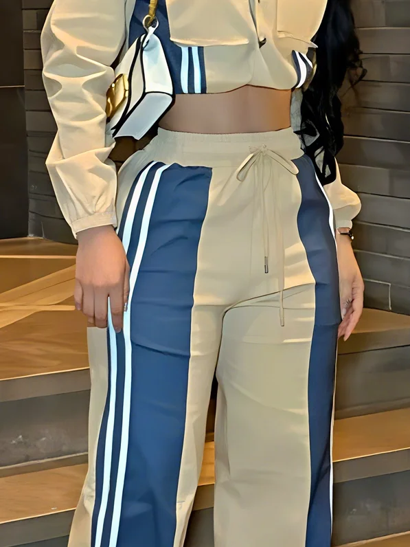 Casual Color Block Straight Pants