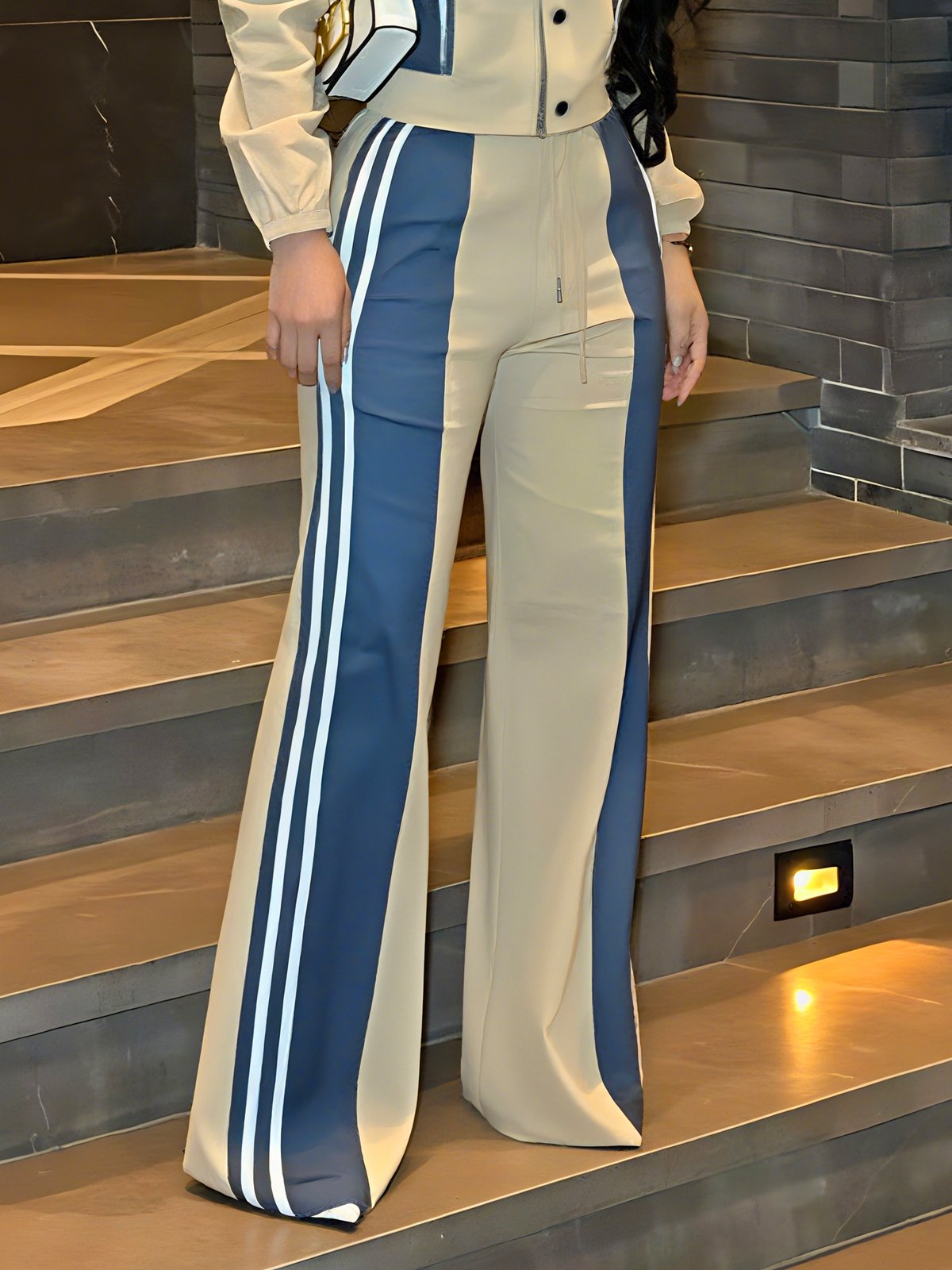 Casual Color Block Straight Pants