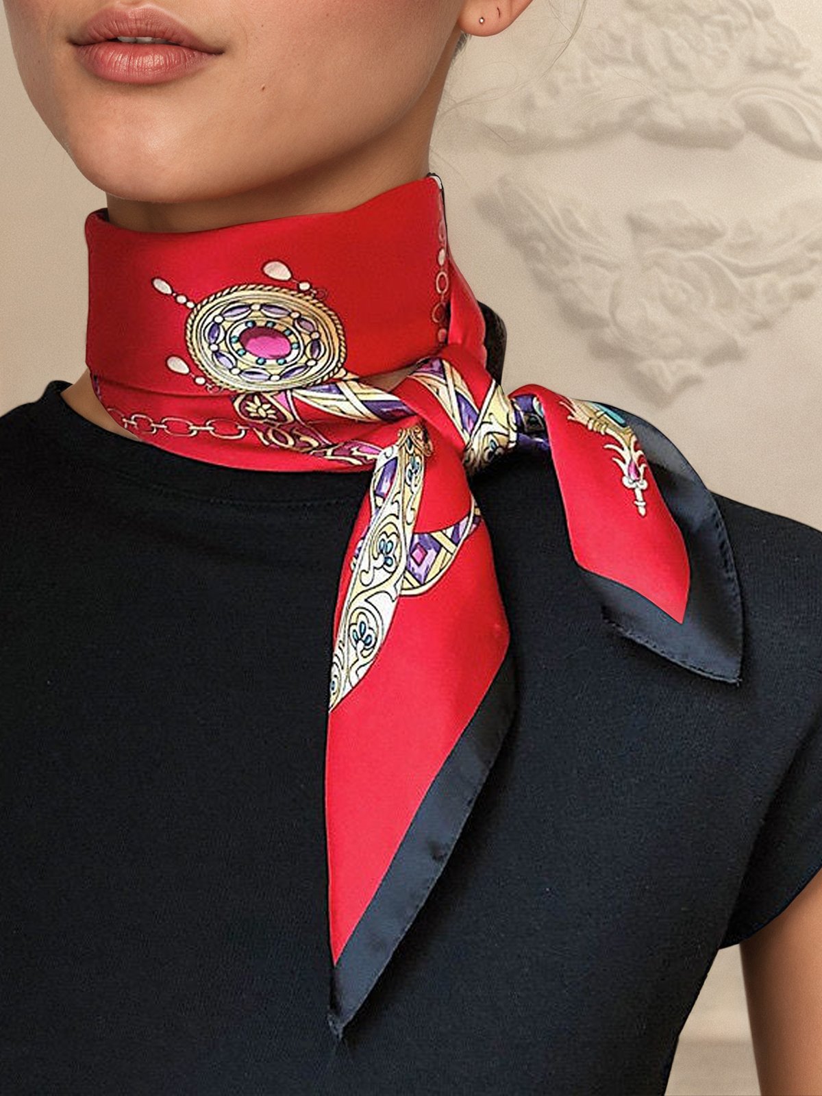 Elegant Geometric Silk Scarf