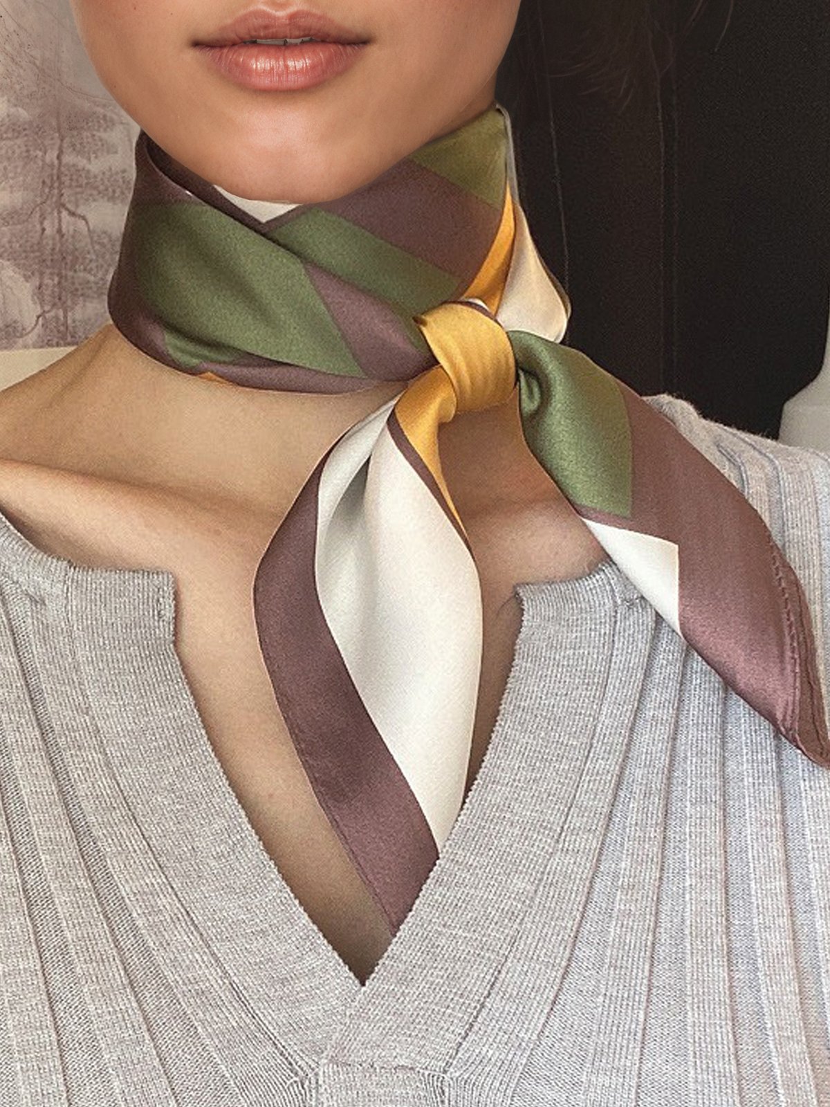Elegant Geometric Silk Scarf