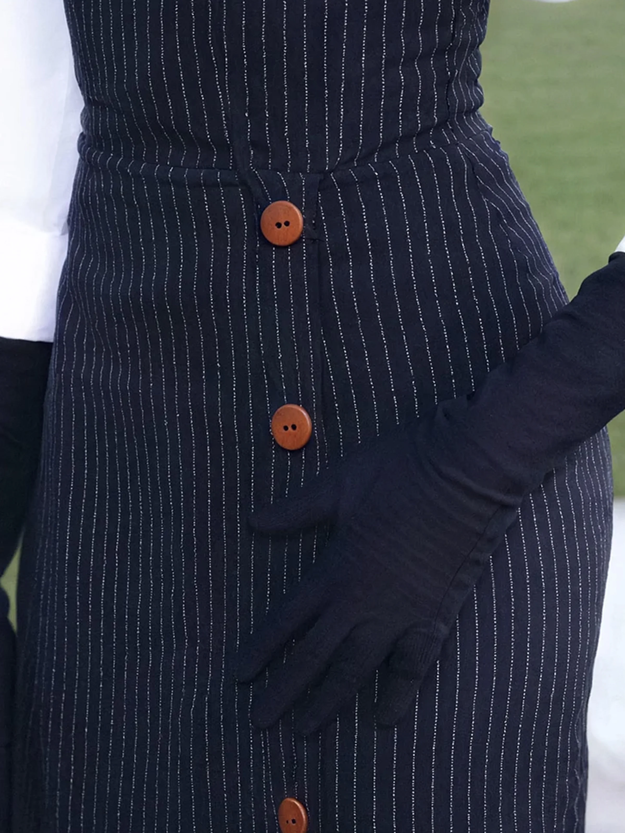 Urban Buttoned Striped Midi Skirt