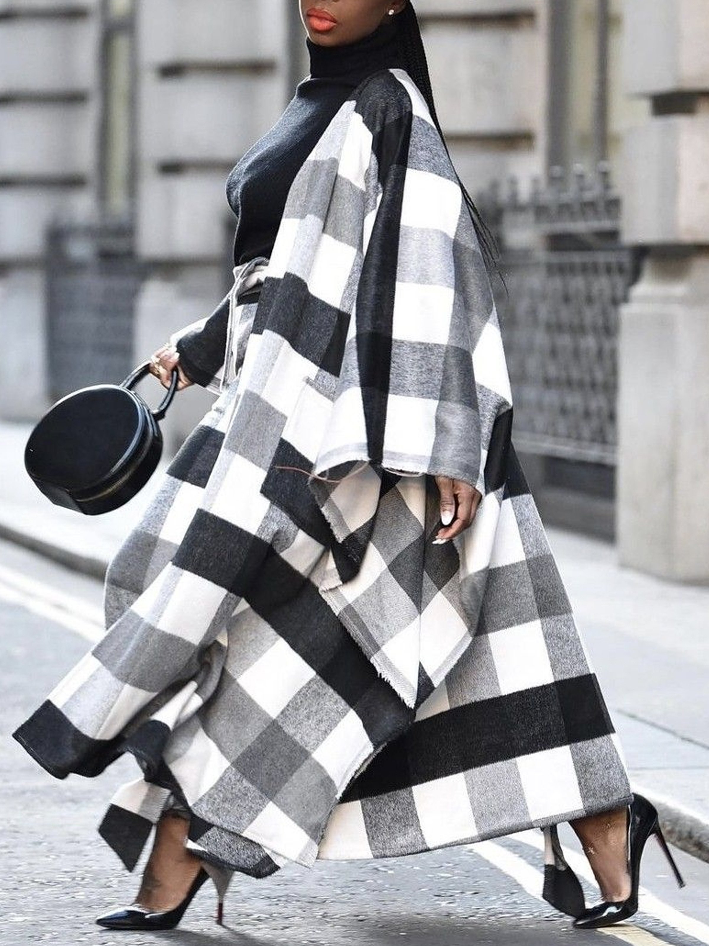 Casual Plaid Ankle Banded Pants With Belt