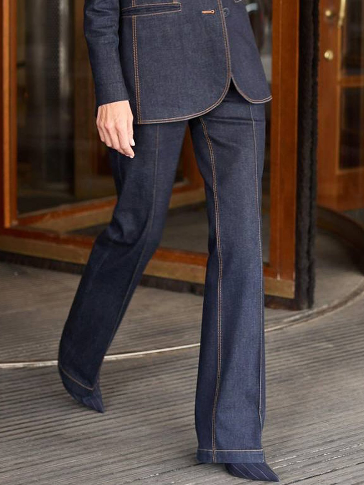 Urban Color Block Denim Straight Jeans