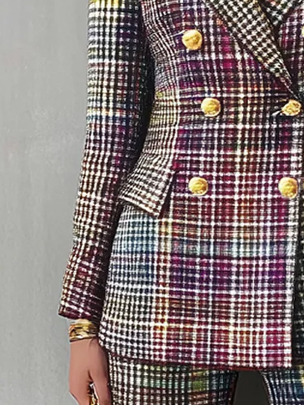 Urban Multi-Plaid Lapel Blazer