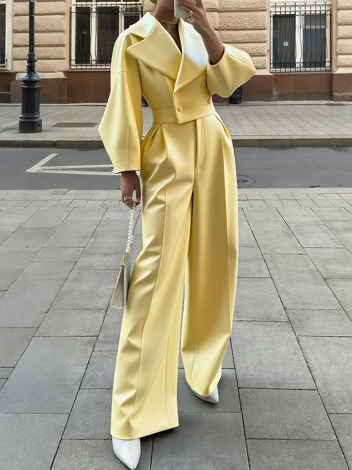 Urban Raglan Sleeves Plain Lapel Collar Faux Leather Coat