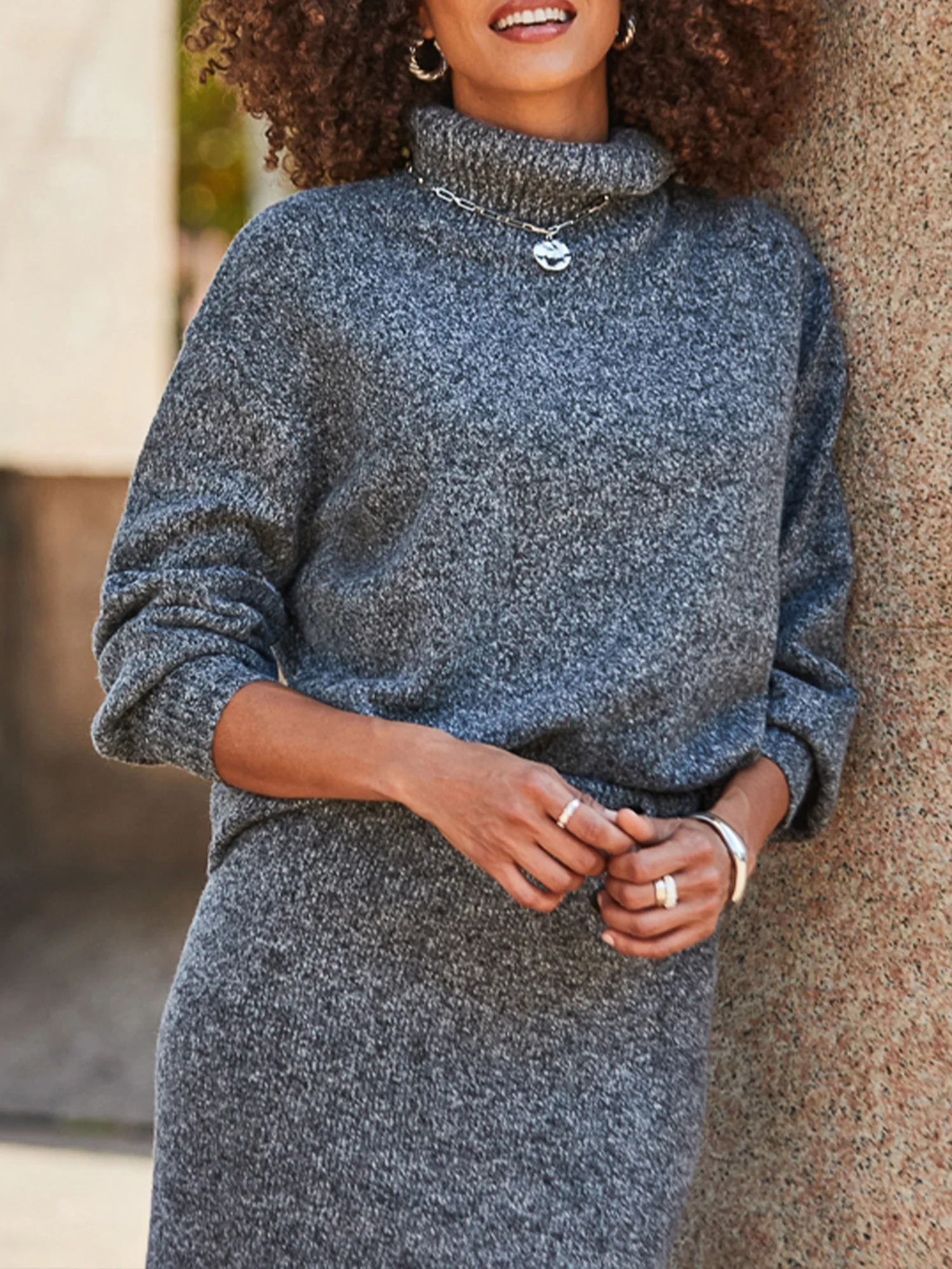 Casual Plain Turtleneck Raglan Sleeves Sweater