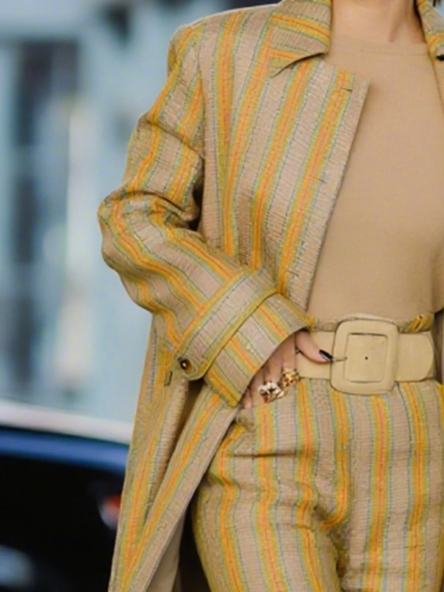 Urban Printing Striped Trench Coat