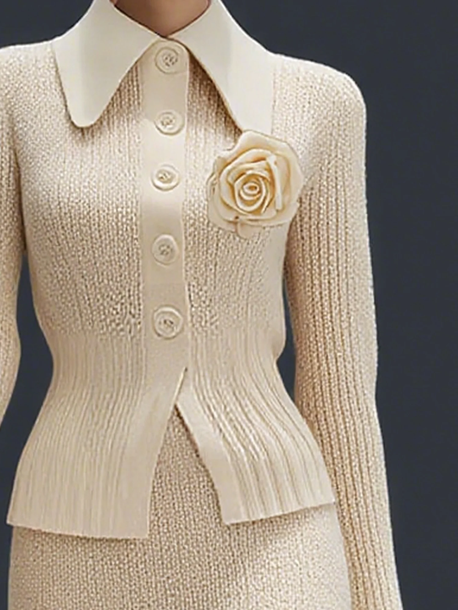 Urban Plain 3D Floral Shirt Collar Cardigan