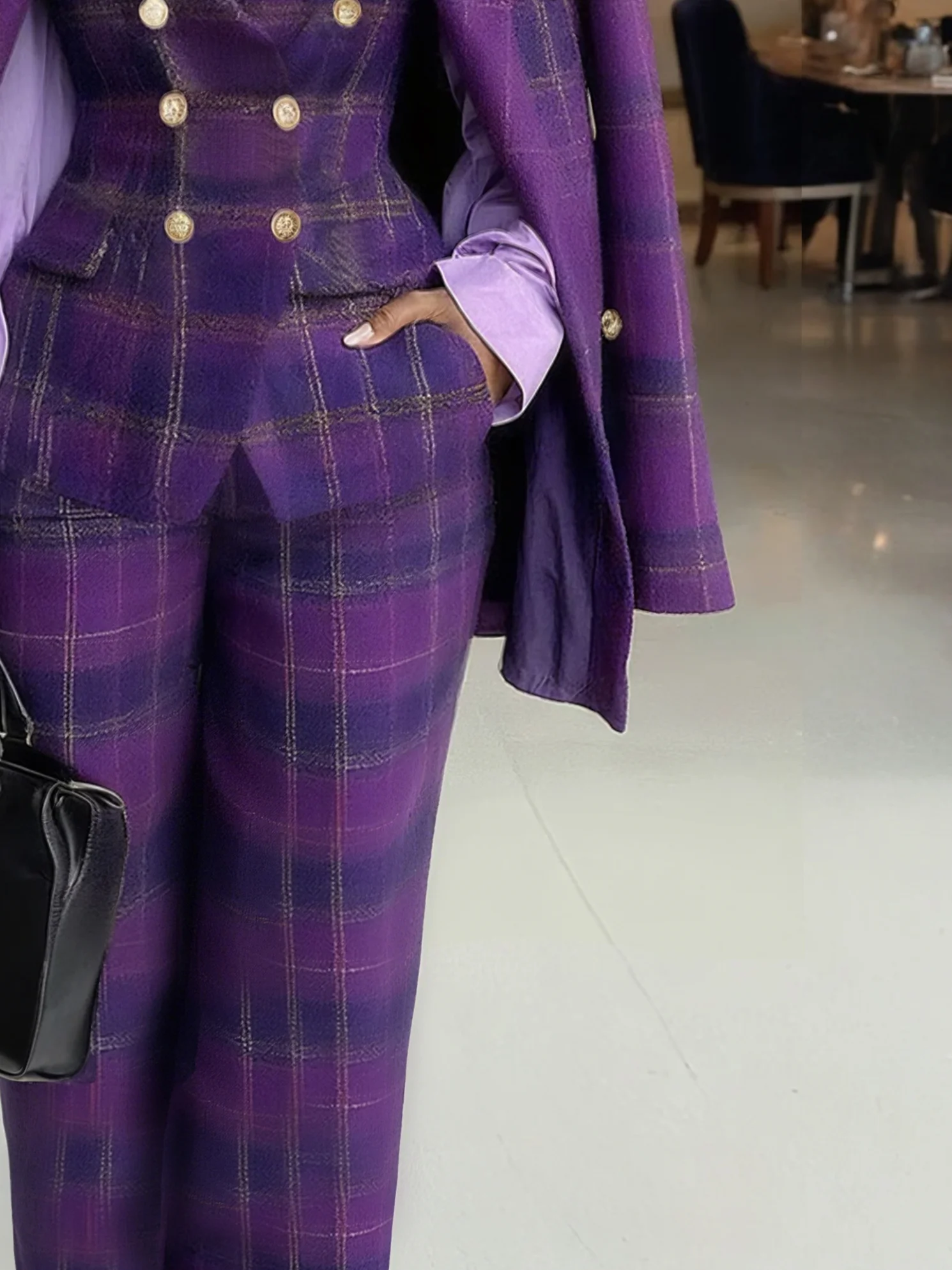 Urban Plaid Straight-Leg Pants