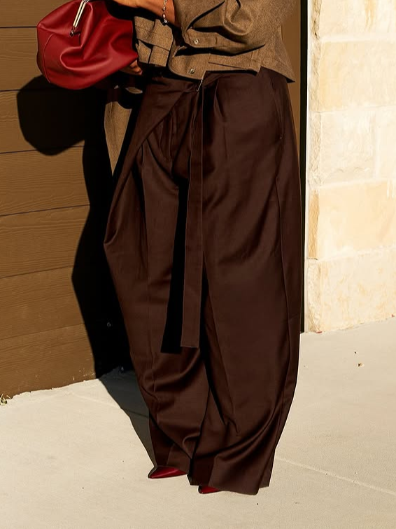 Urban Plain Grommets Wide Leg Pants