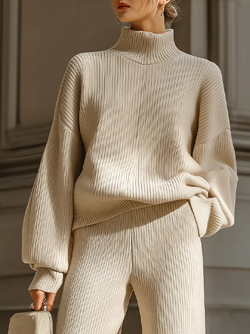 Yarn/Wool Yarn Casual Plain Turtleneck Sweater