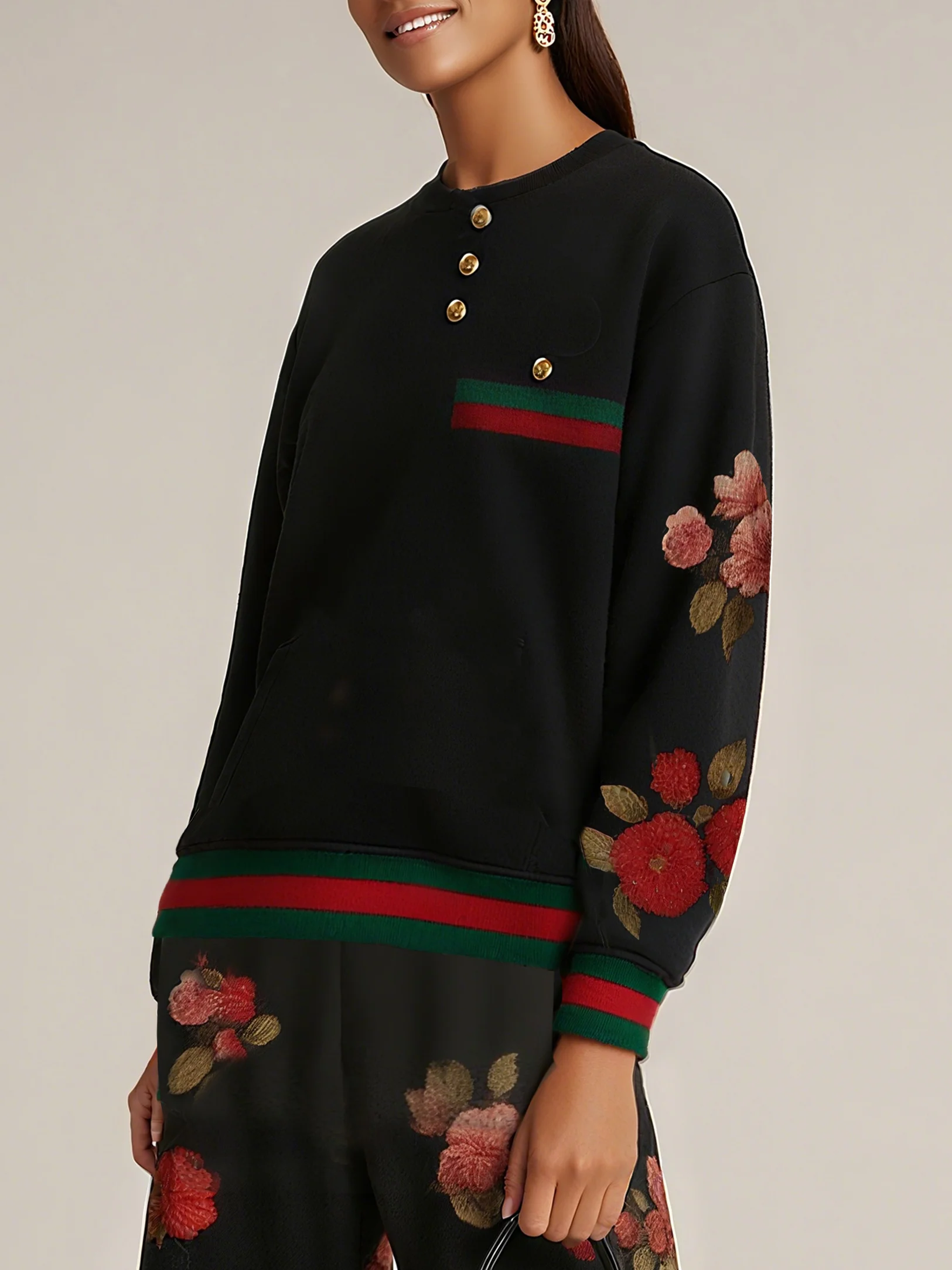 Urban Floral Split Joint Sweatshirt