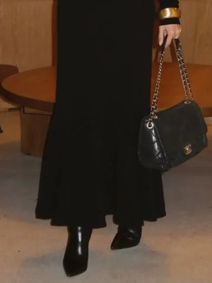 Elegant Plain Mock Neck Sweater Maxi Dress With Belt