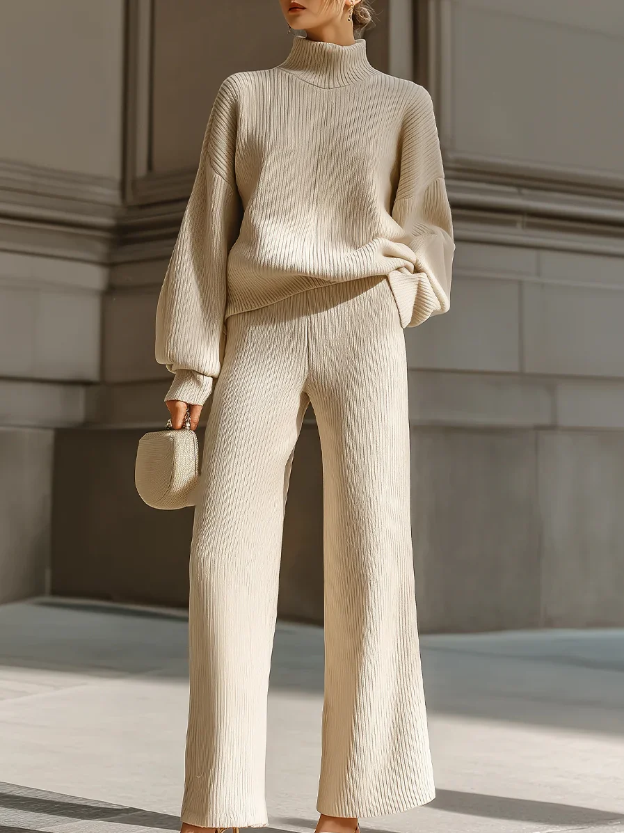 Yarn/Wool Yarn Casual Plain Turtleneck Sweater