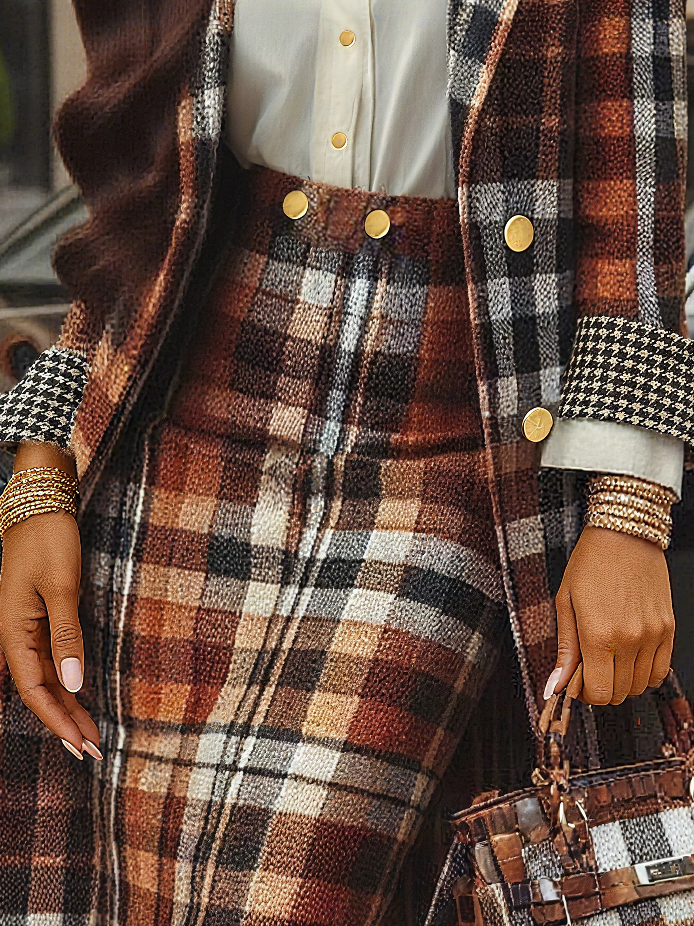 Urban Plaid Midi Skirt