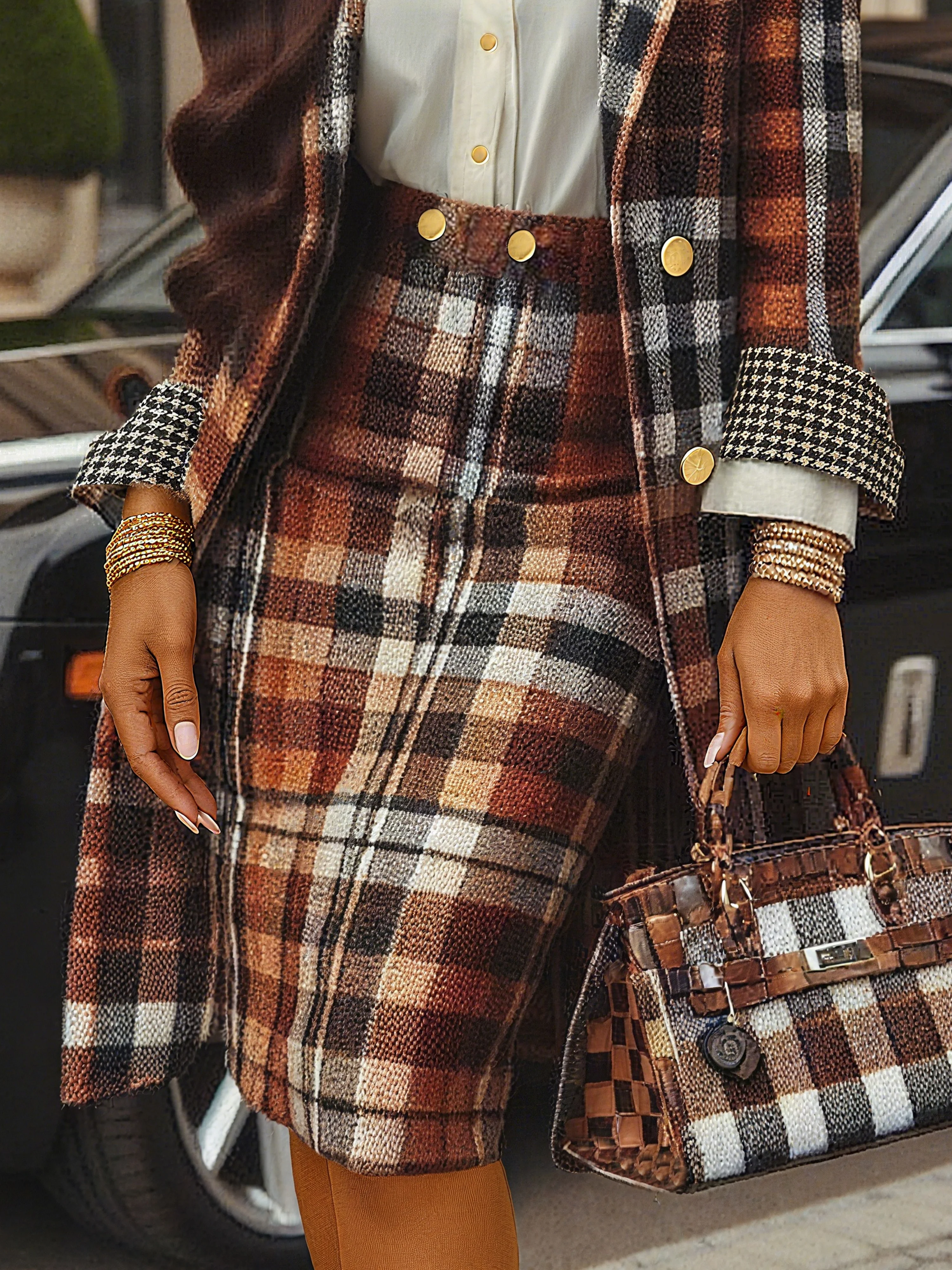 Urban Plaid Midi Skirt