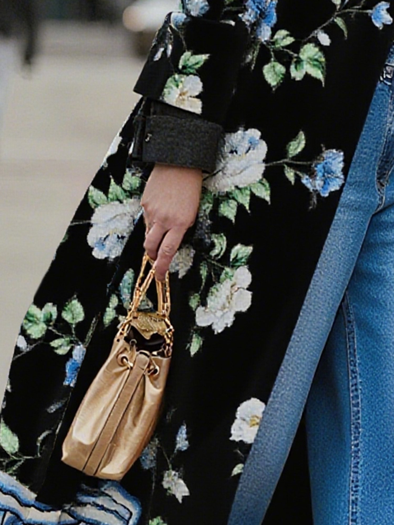 Casual Printing Floral Lapel Collar Trench Coat