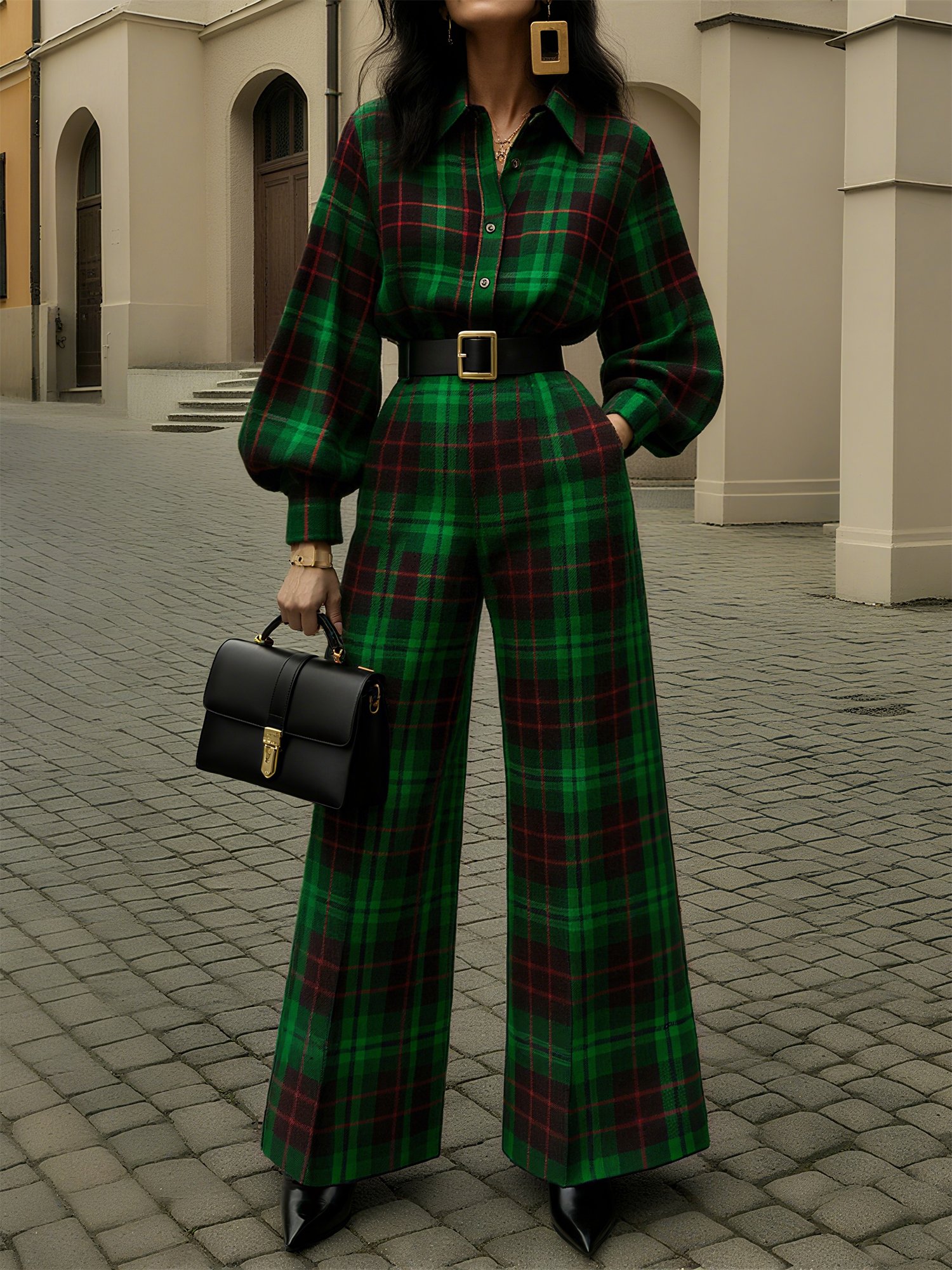 Urban Plaid Printing Shirt Collar Shirt