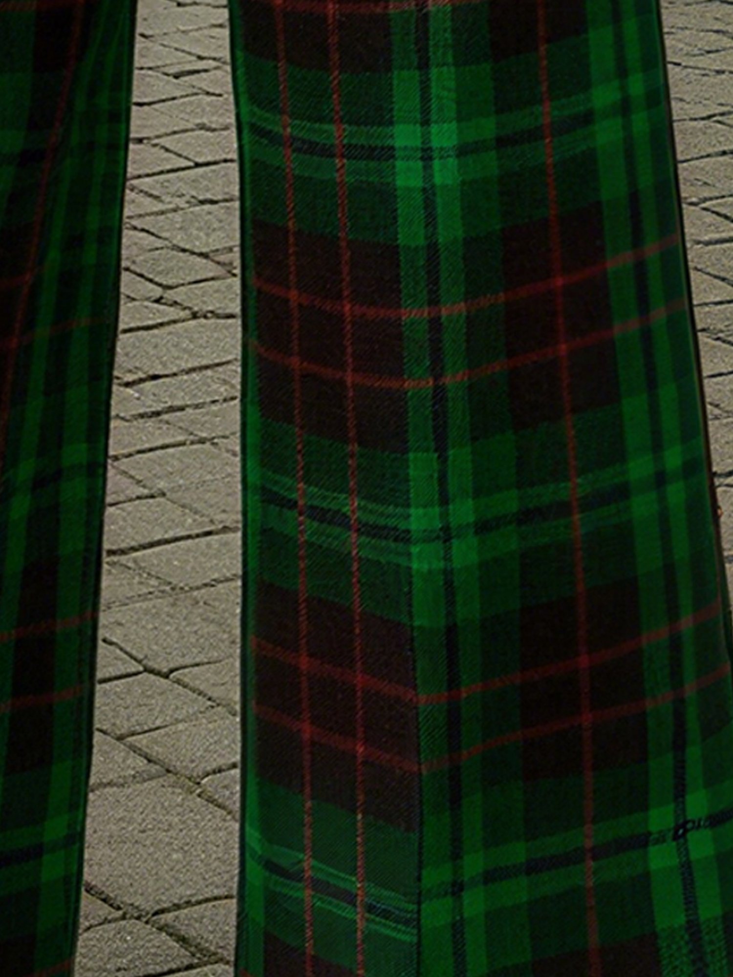 Urban Plaid Printing Wide Leg Pants With Belt