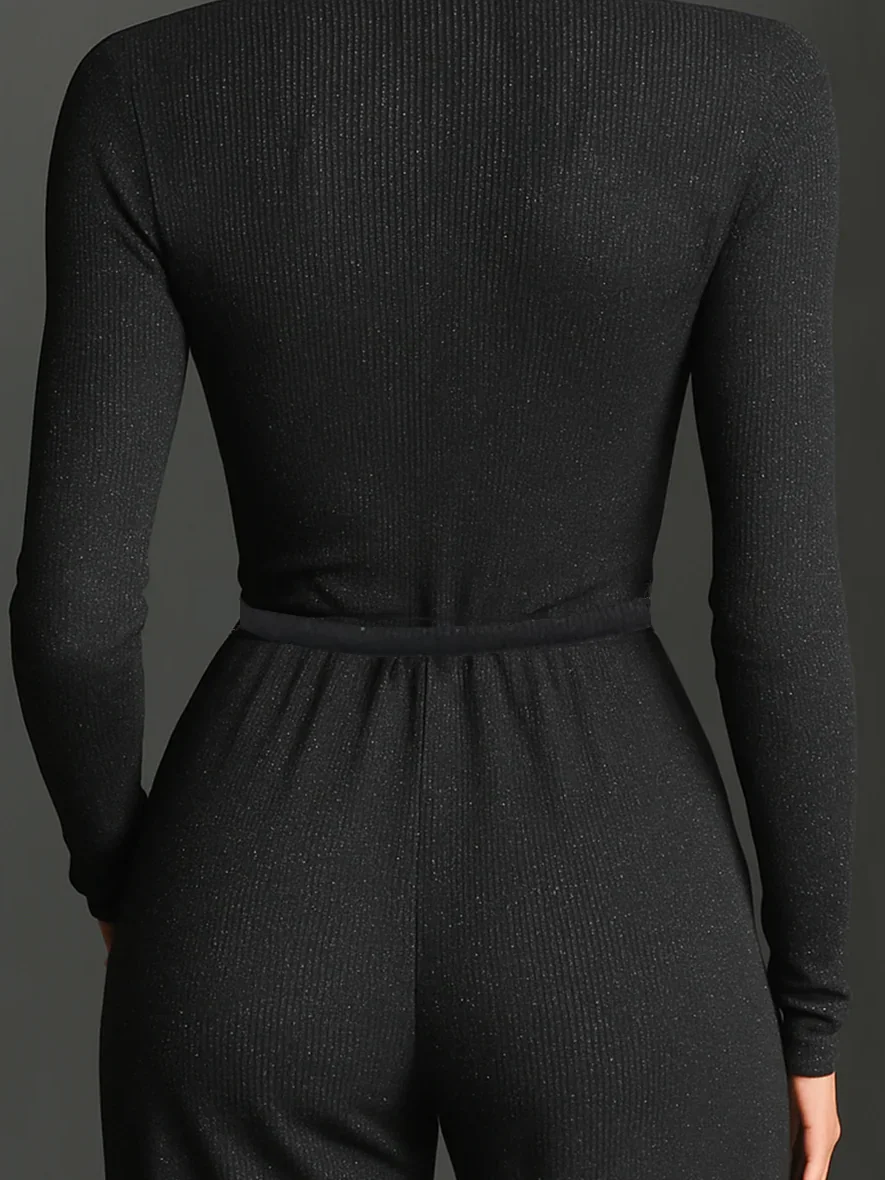 Casual Zipper Plain Mock Neck Pockets Jumpsuit