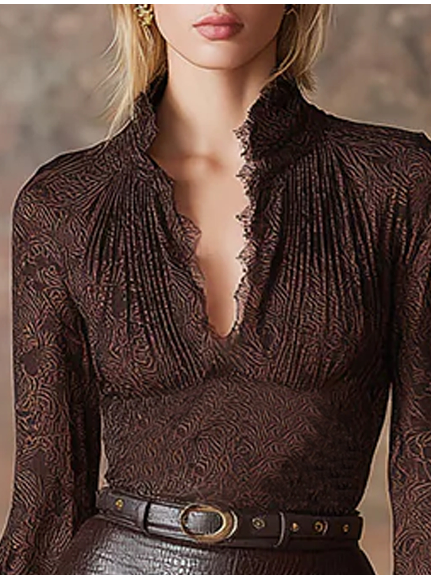 Lace Urban Plain Lace Blouse