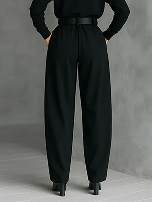 Urban Plain Fashion Pants No Belt