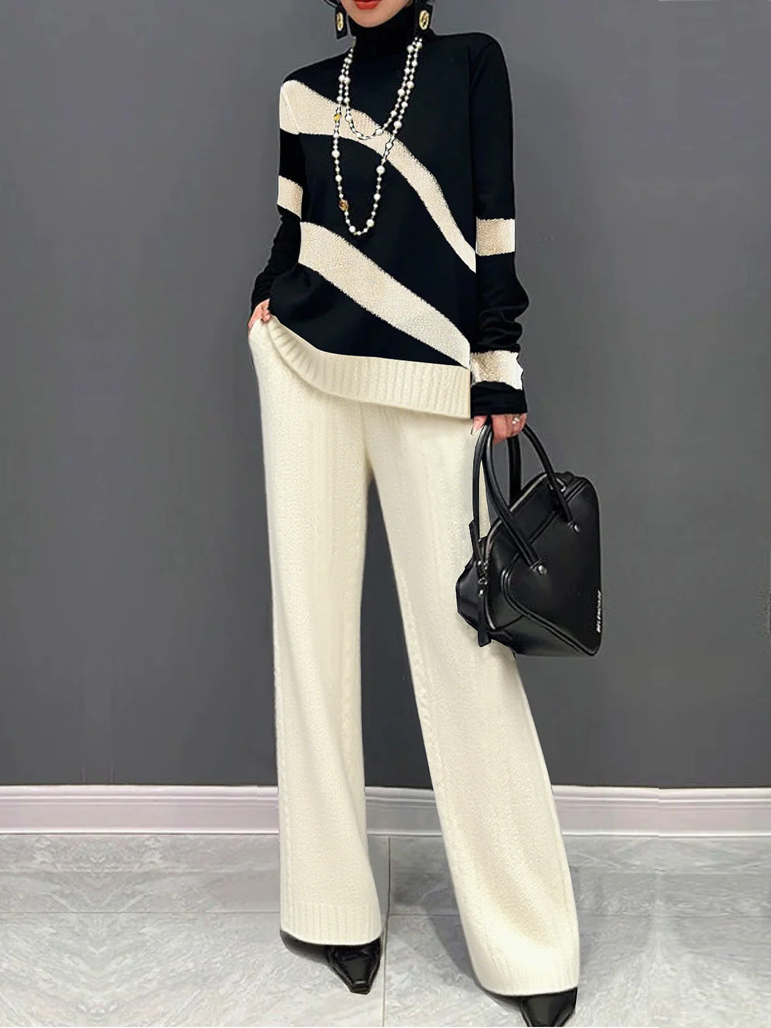 Casual Plain Straight Sweater Pants