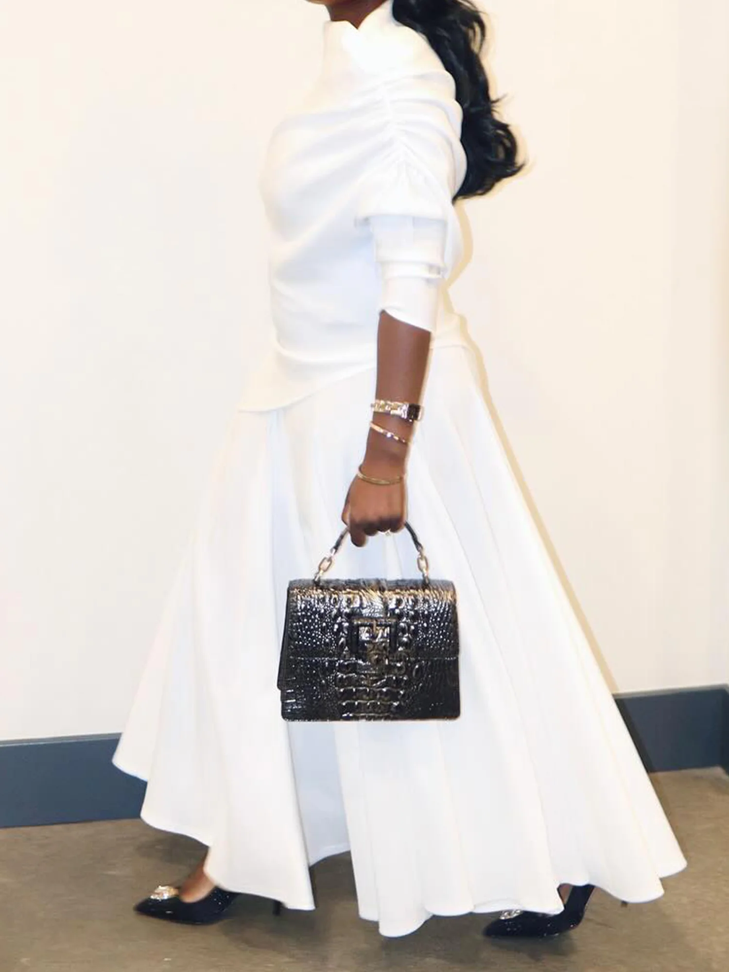 Plain Asymmetric Elegant Two-Piece Set