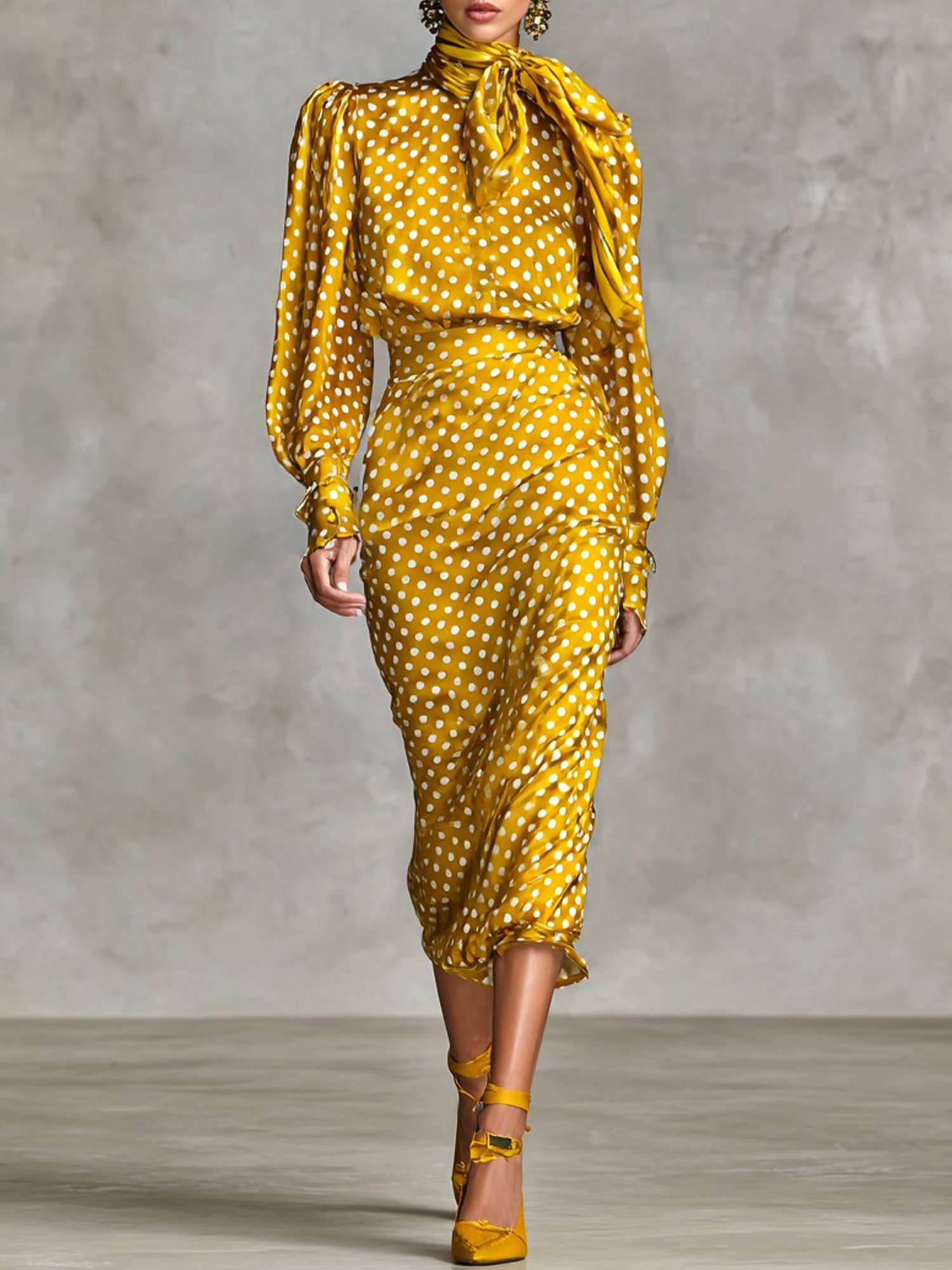 Urban Polka Dots Midi Skirt