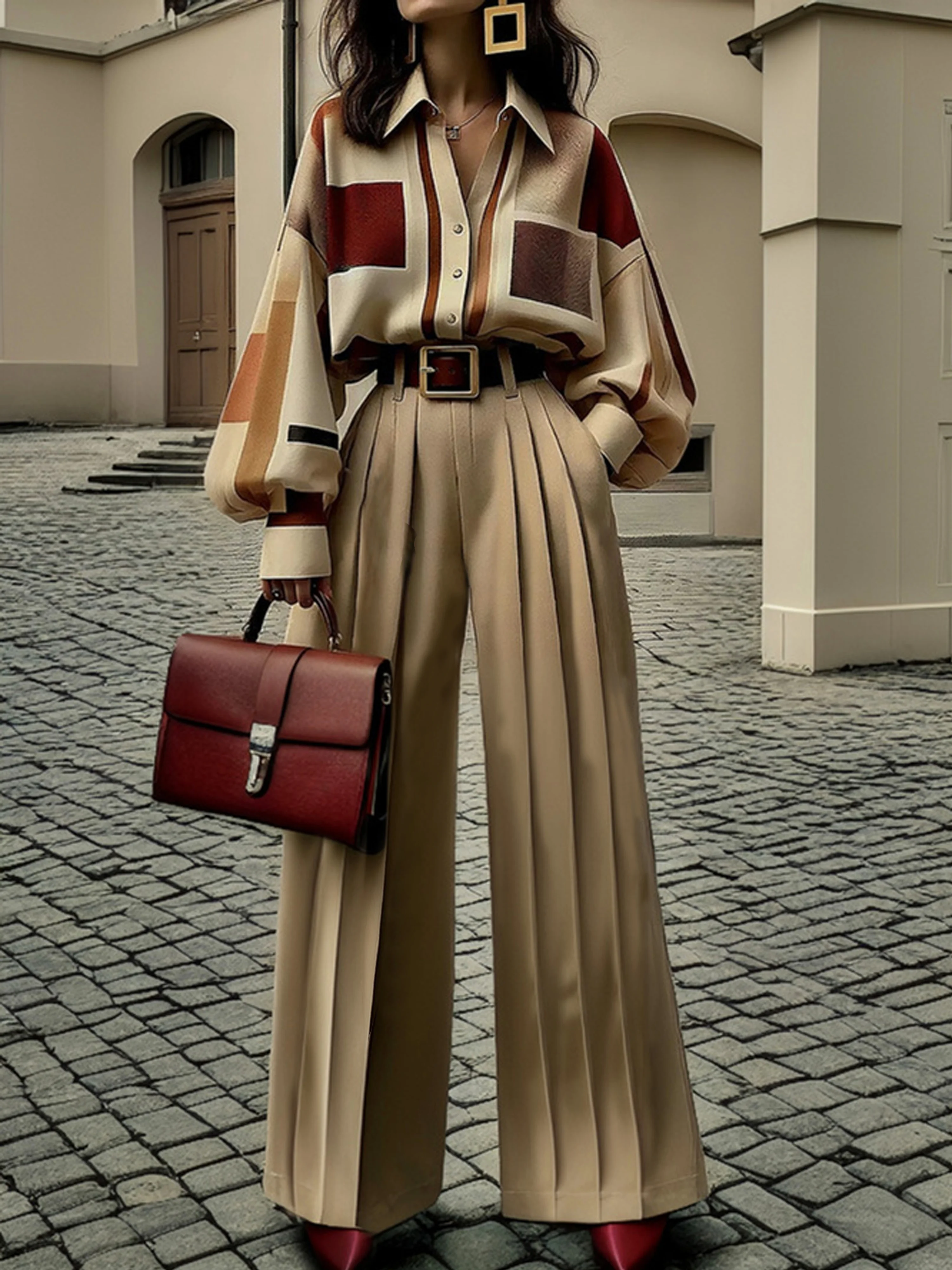 Plus Size Urban Plain Straight Pants