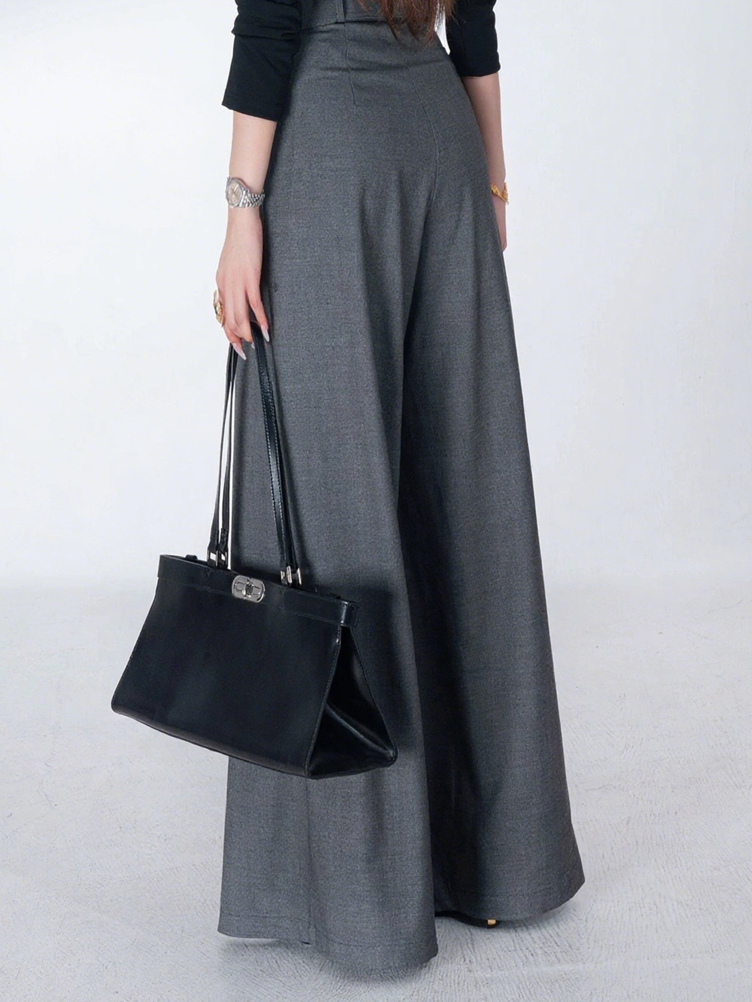 Urban Plain Wide Leg Pants With Belt
