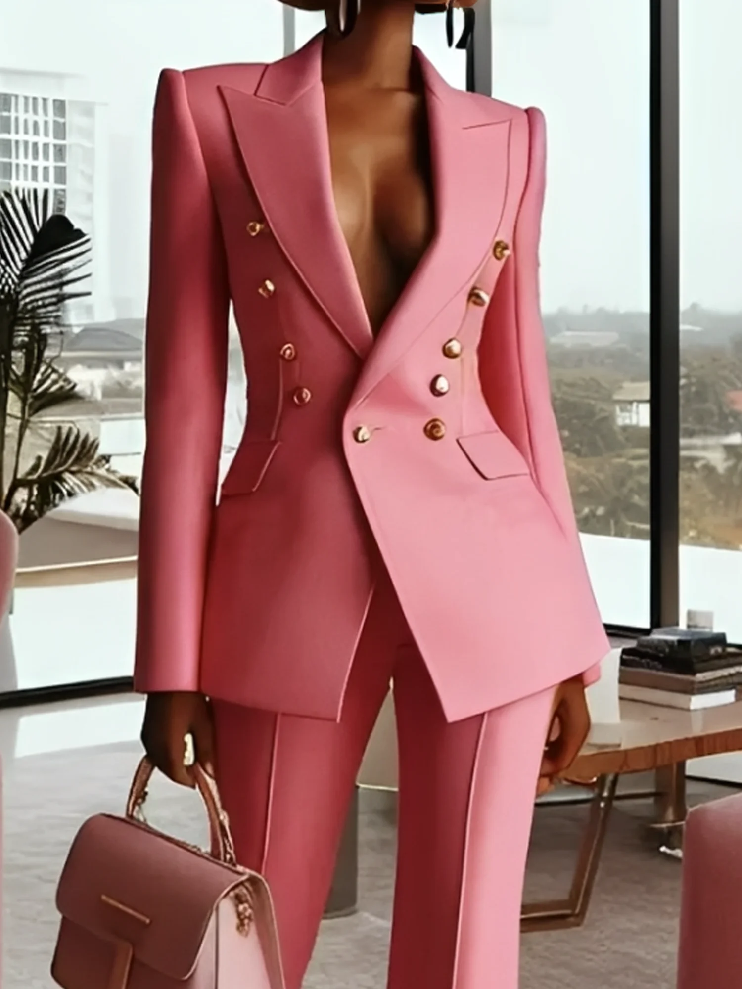 Urban Plain Lapel Collar Blazer