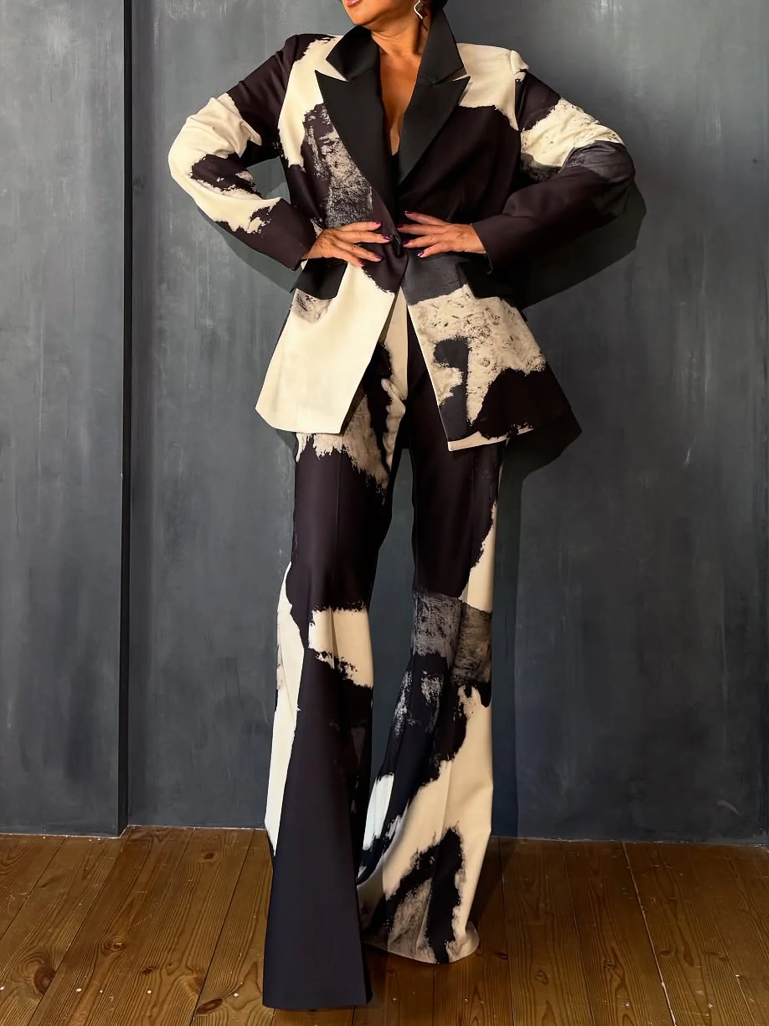 Urban Printing Random Print Lapel Collar Blazer