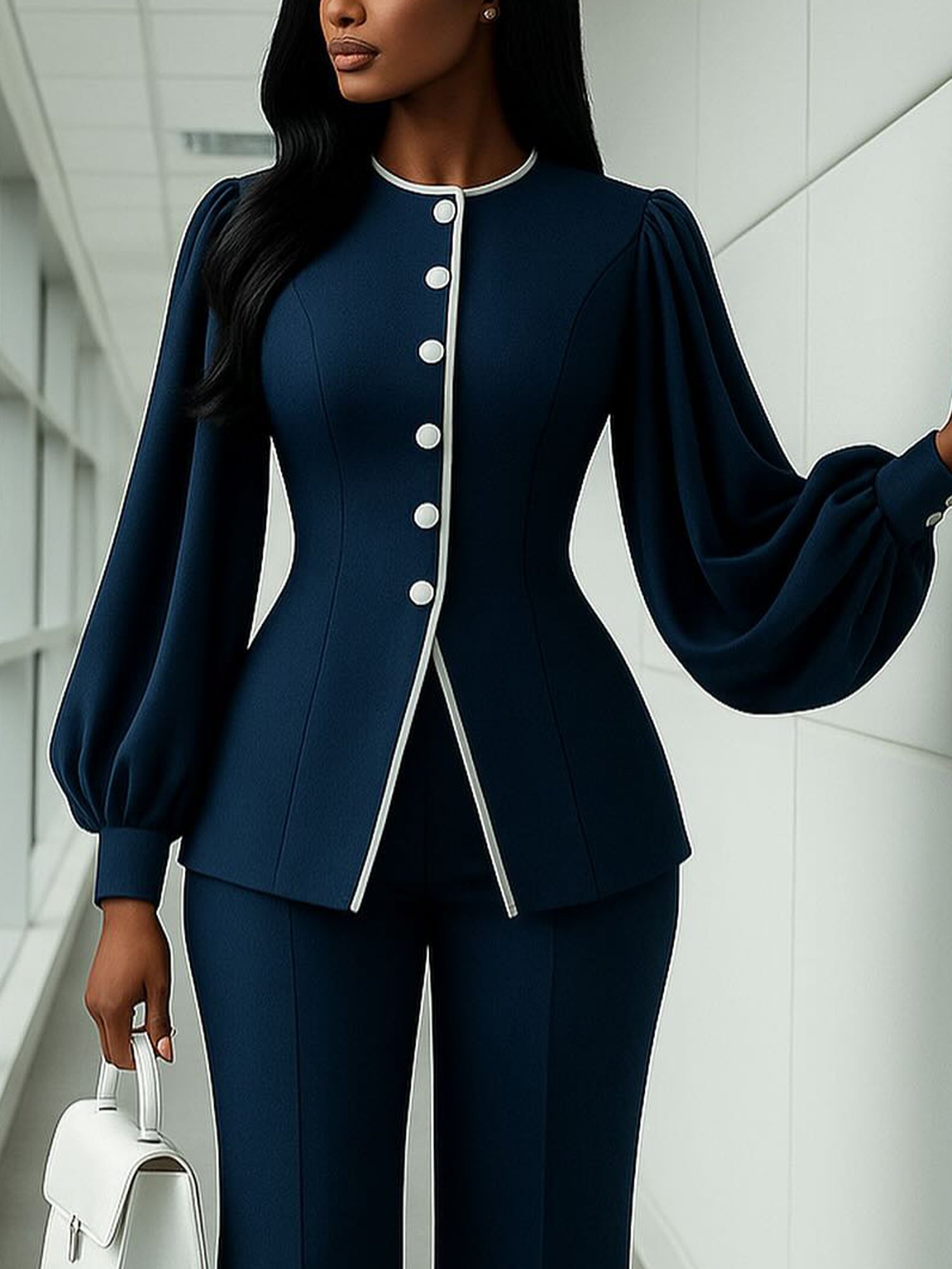 Urban Plain Piping Crew Neck Shirt