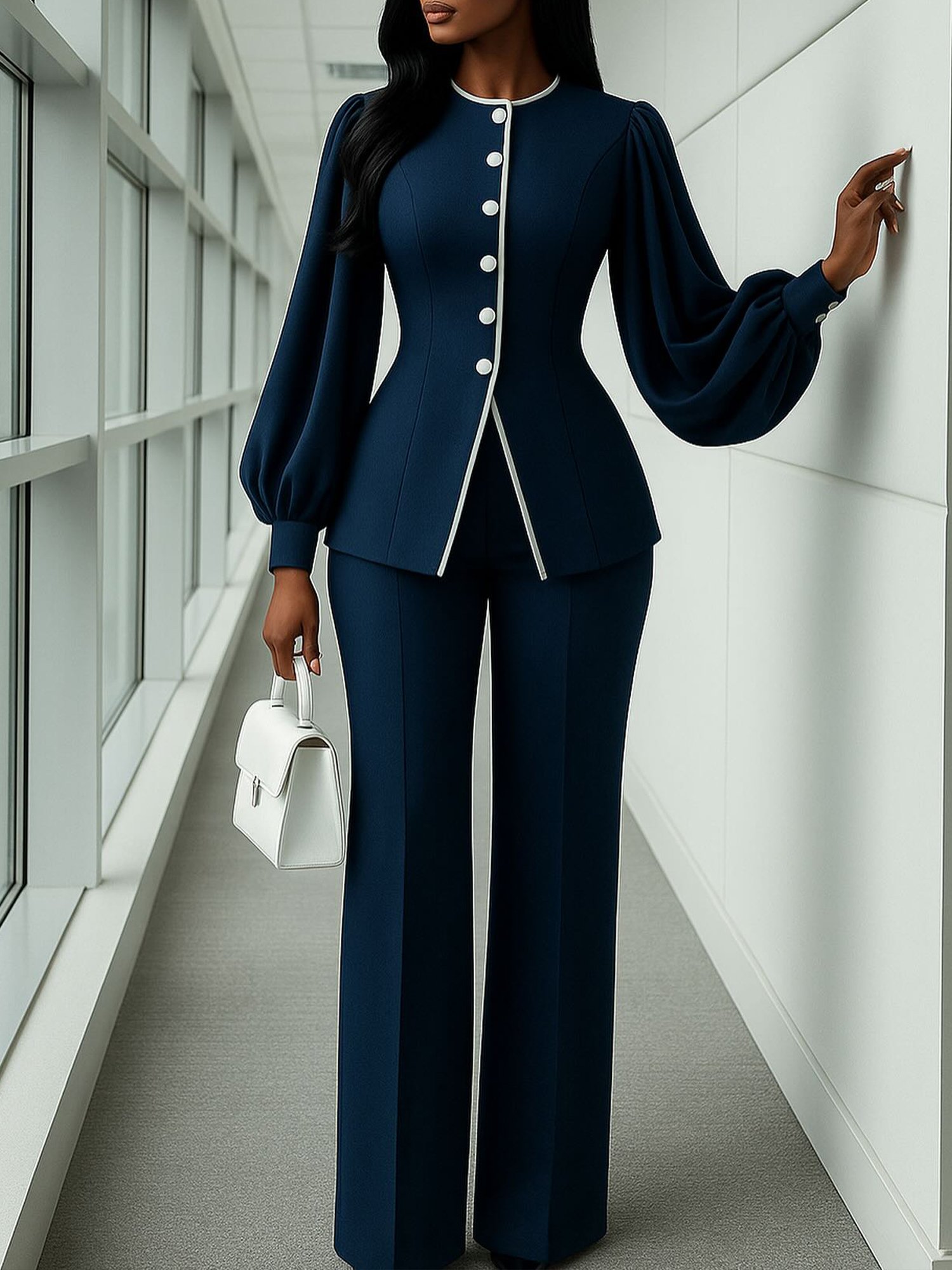 Urban Plain Fashion  Straight Pants