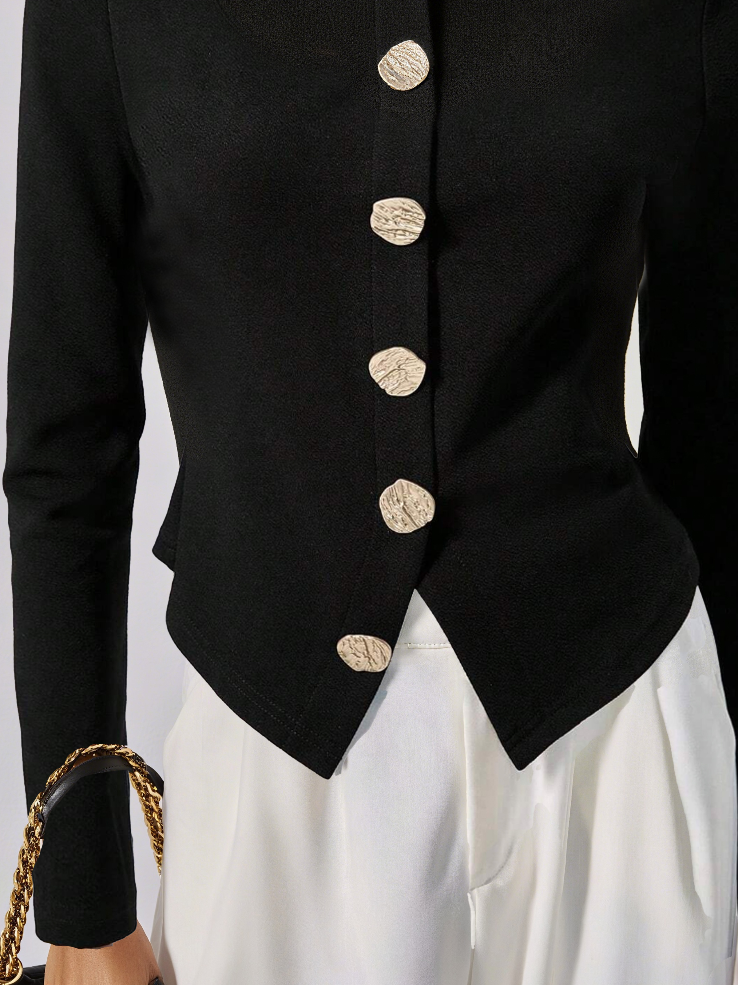 Jersey Urban Plain Buttoned Turtleneck T-shirt