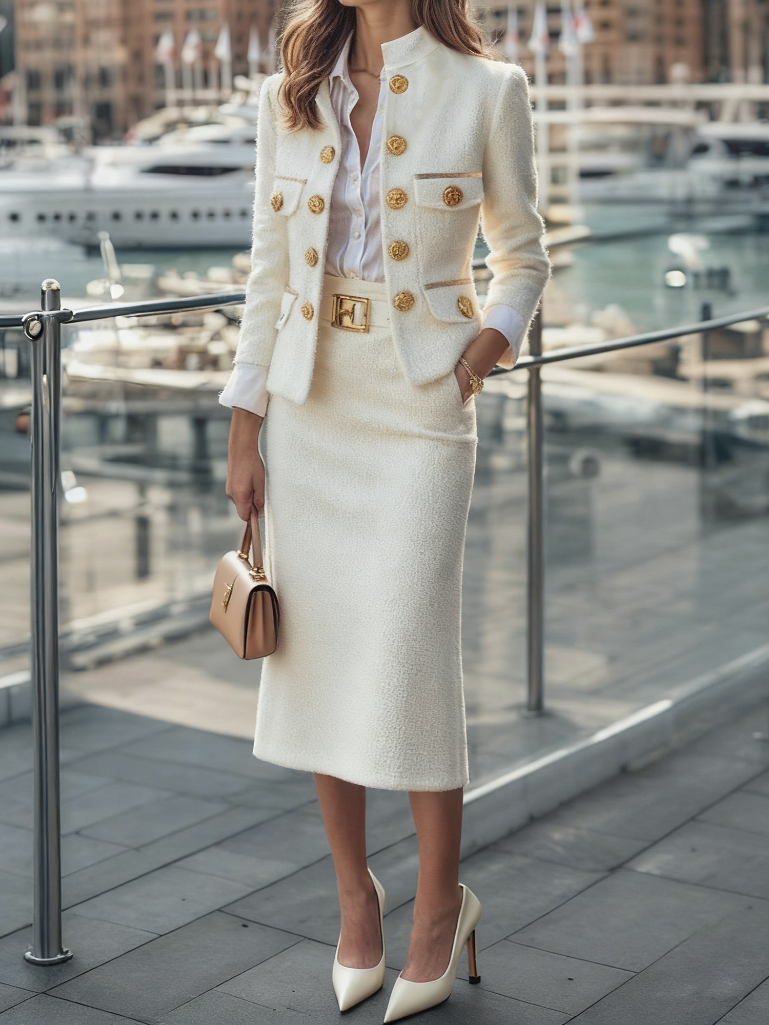 Elegant Plain Midi Skirt