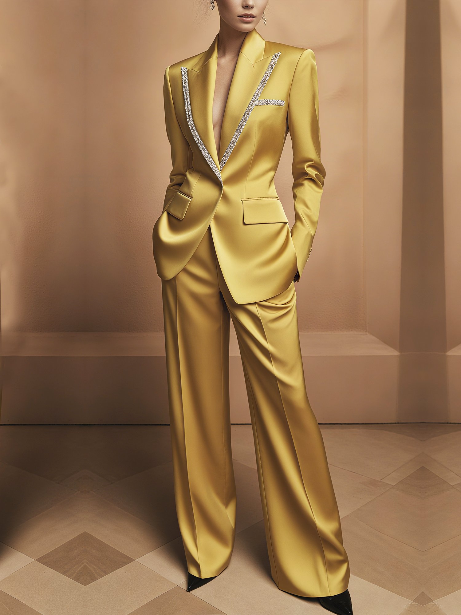 Urban Plain Satin Straight Pants