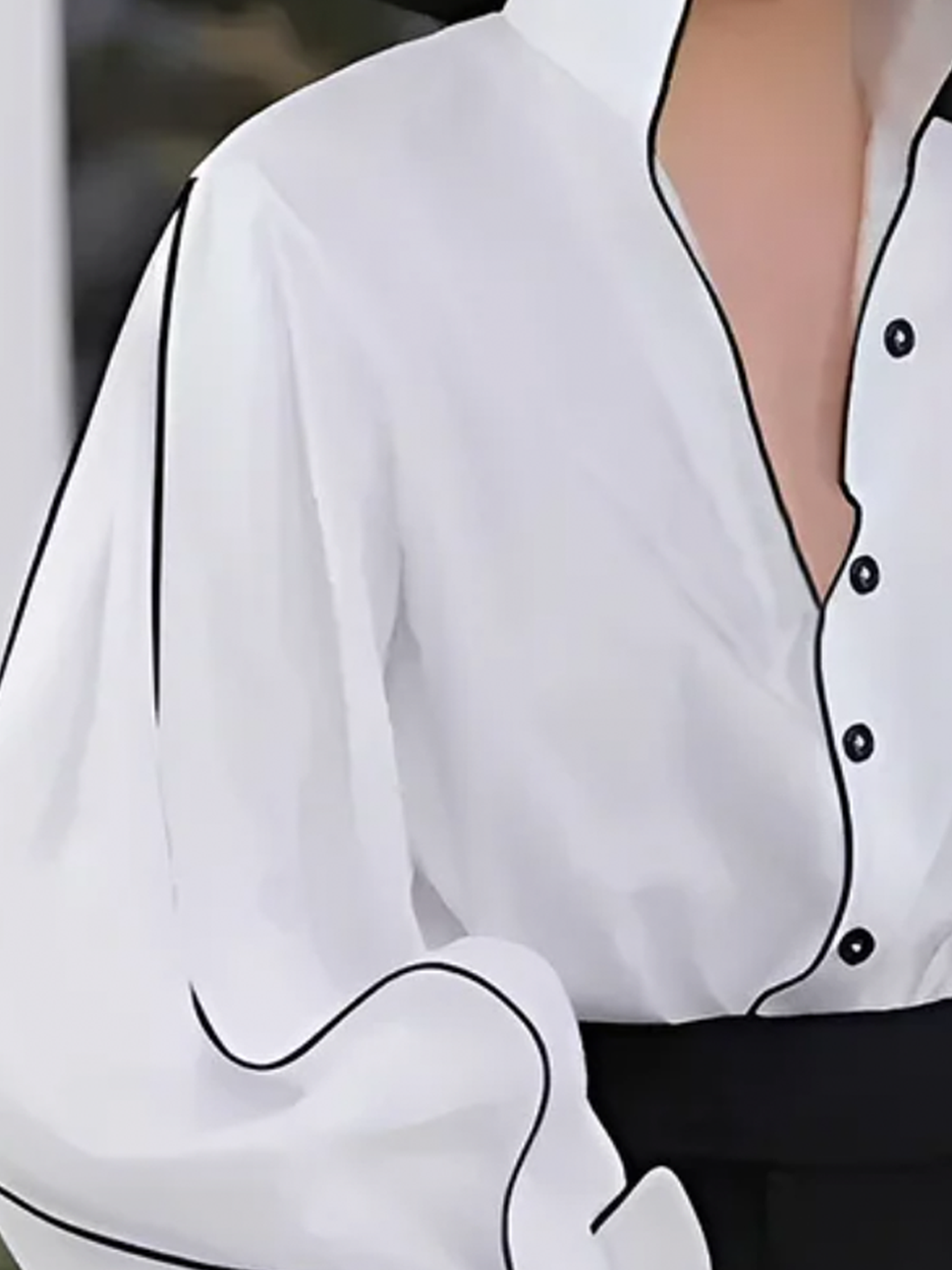 Plus Size Casual Loose Stand Collar Color Block Shirt