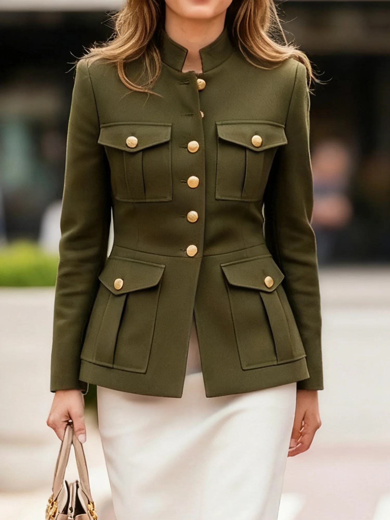 Urban Plain Stand Collar Jacket