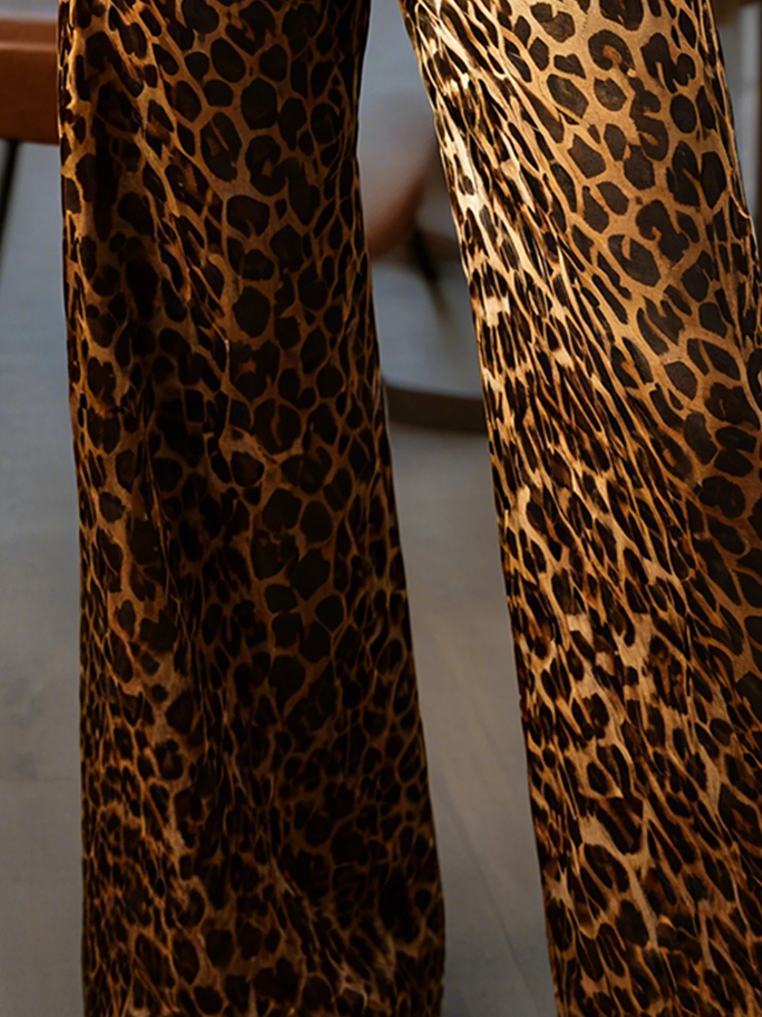 Elegant Printing Leopard Lapel Collar Jumpsuit