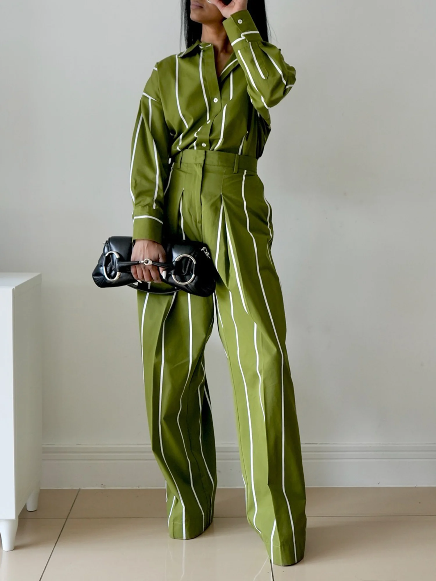 Casual Striped Printing Shirt Collar Shirt