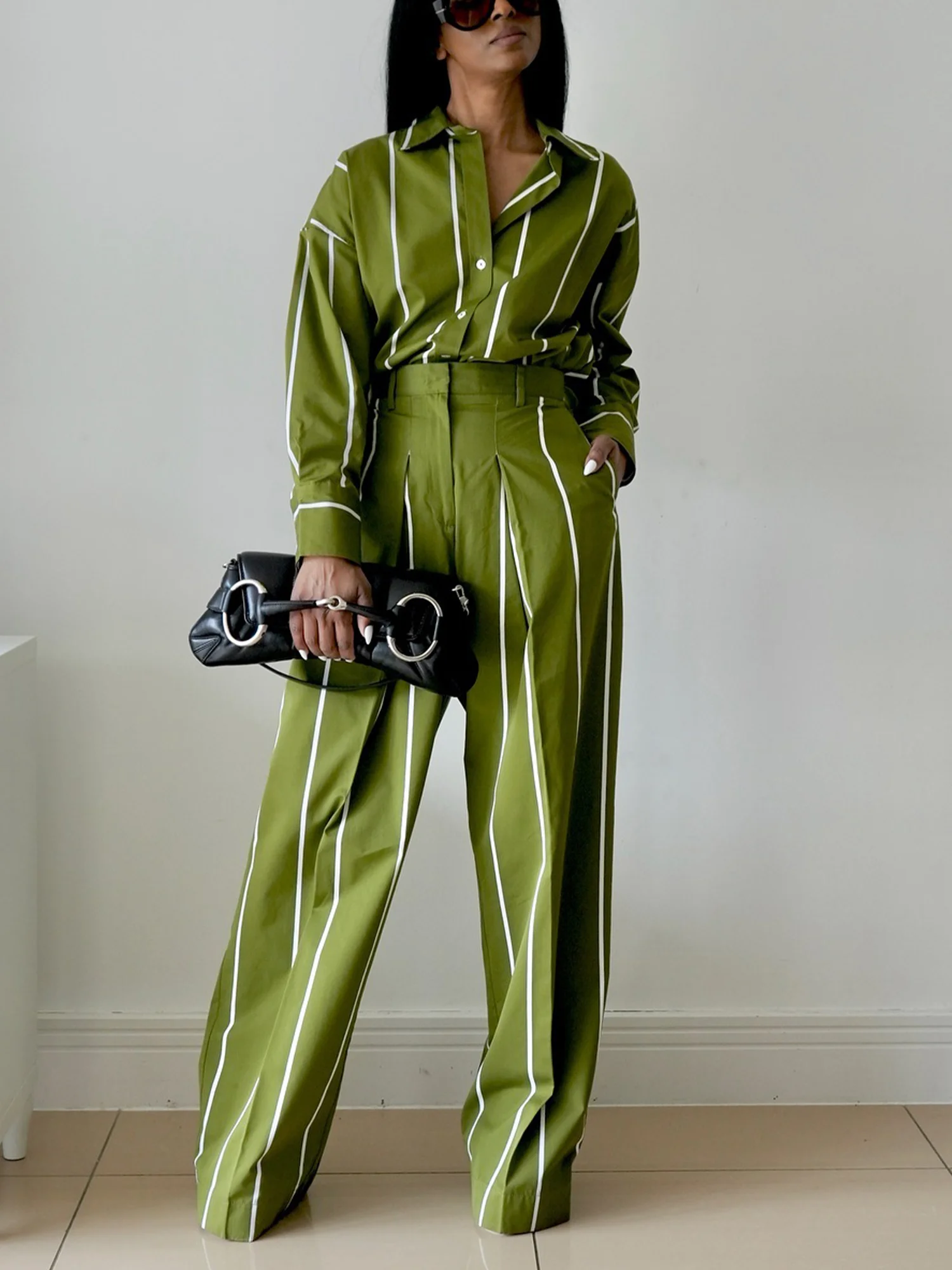 Casual Striped Printing Shirt Collar Shirt