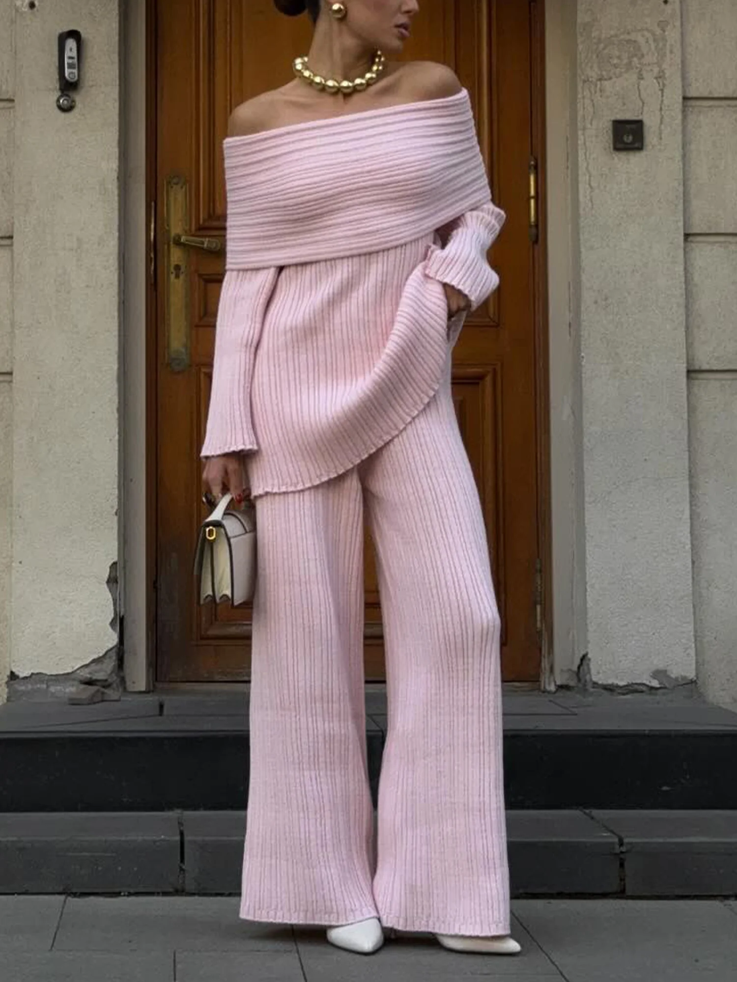 Elegant Plain Cold Shoulder Sweater