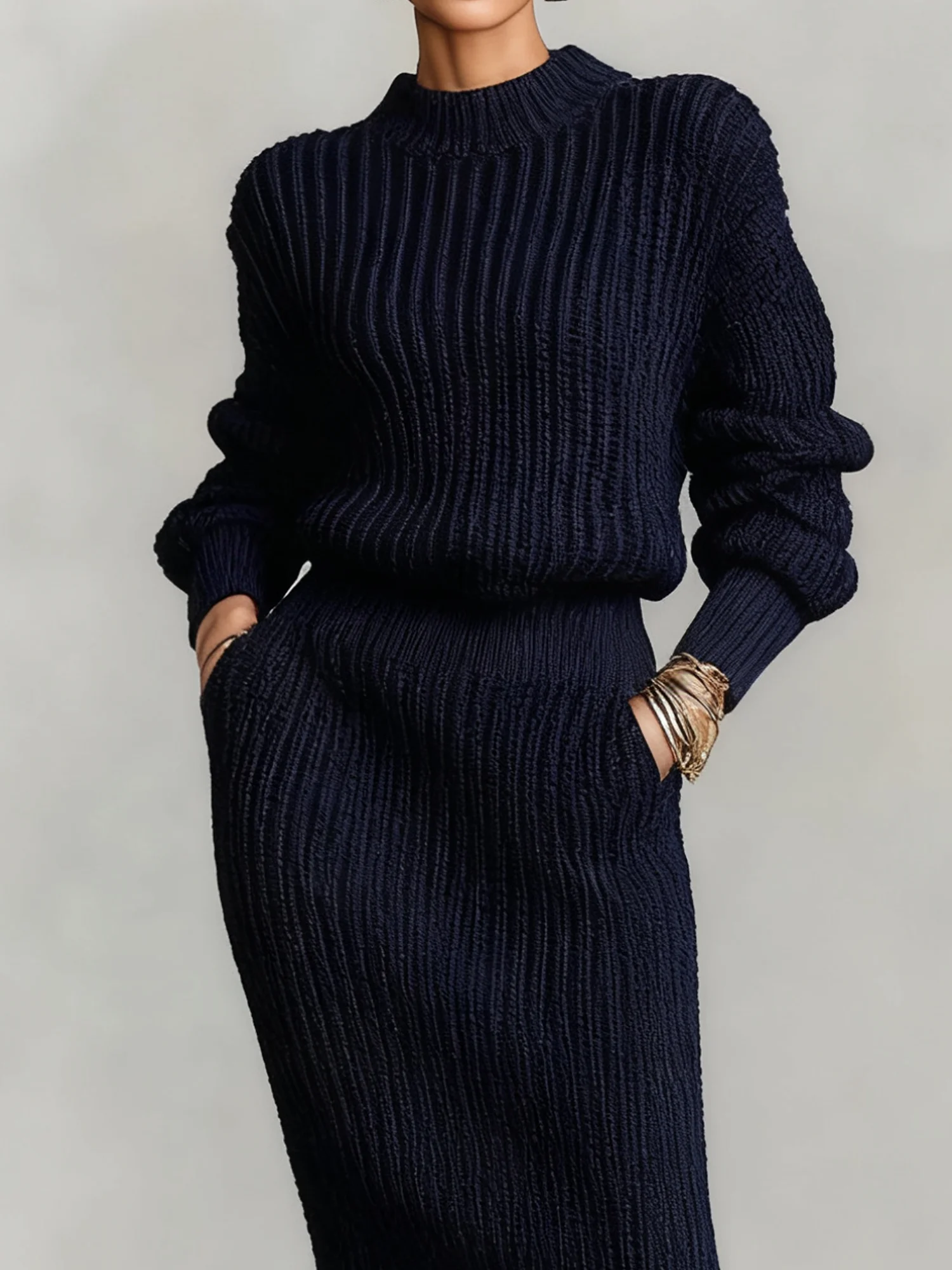 Casual Plain Crew Neck Sweater
