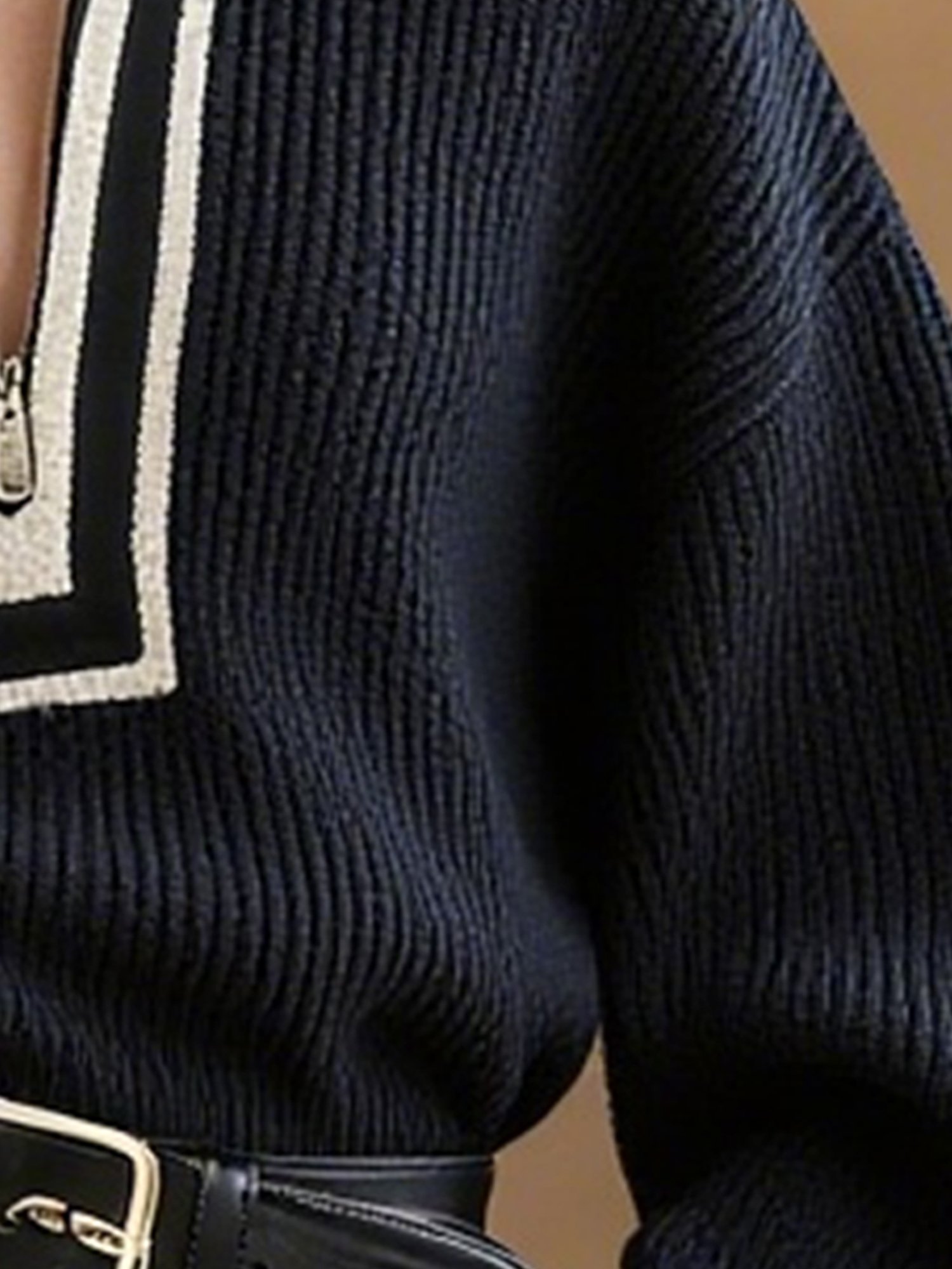 Urban Color Block Mock Neck Loosen Sweater