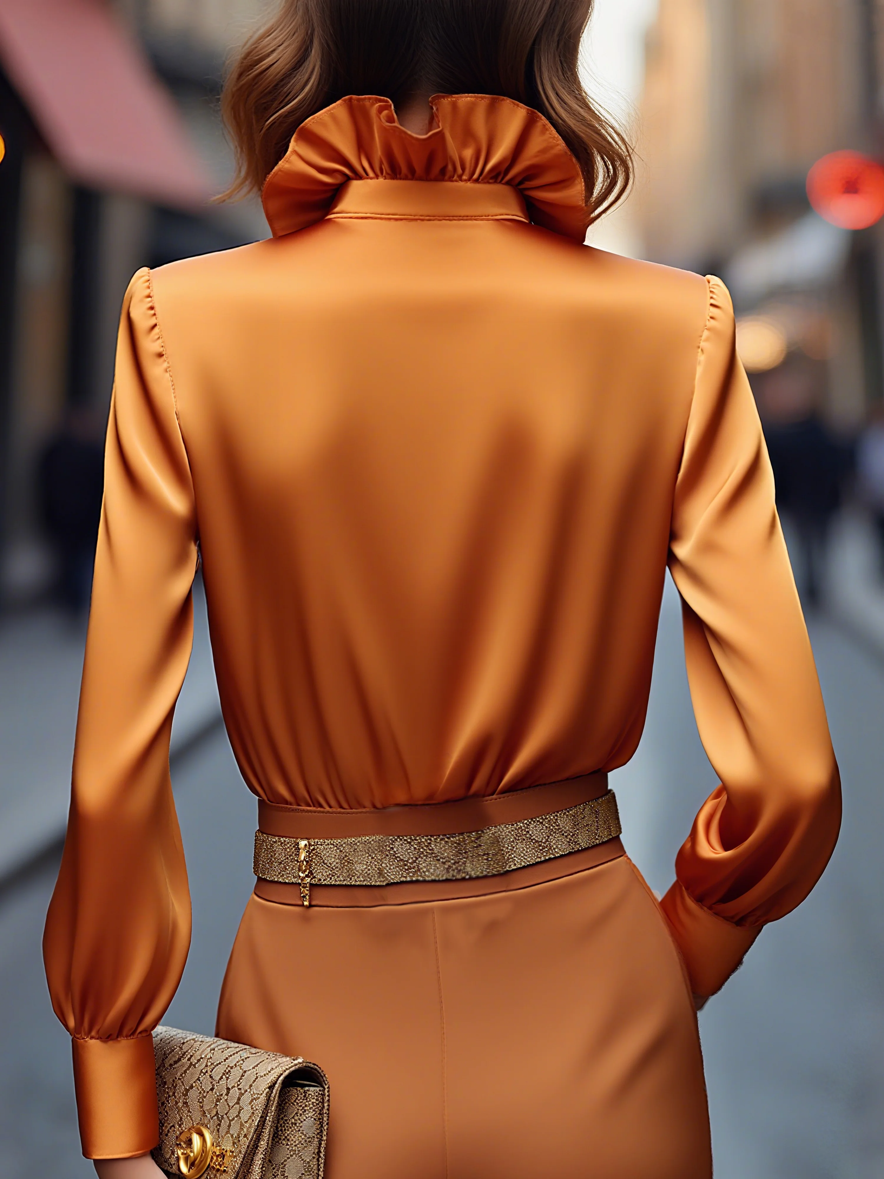 Casual Plain Buttoned Peplum Blouse