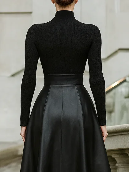 Yarn/Wool Yarn Urban Color Block Buttoned Sweater